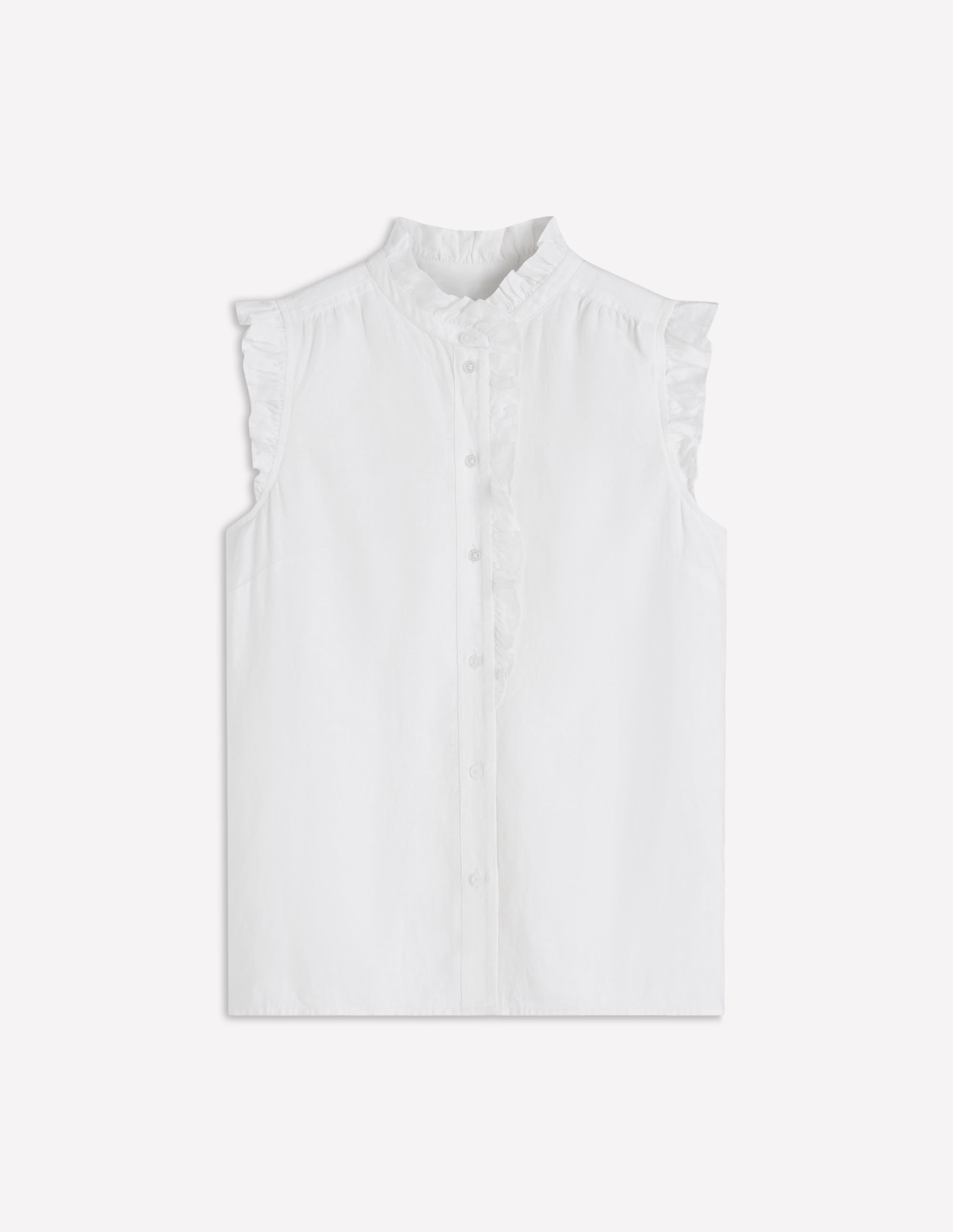Isabel Sleeveless Linen Top-White - Image 4