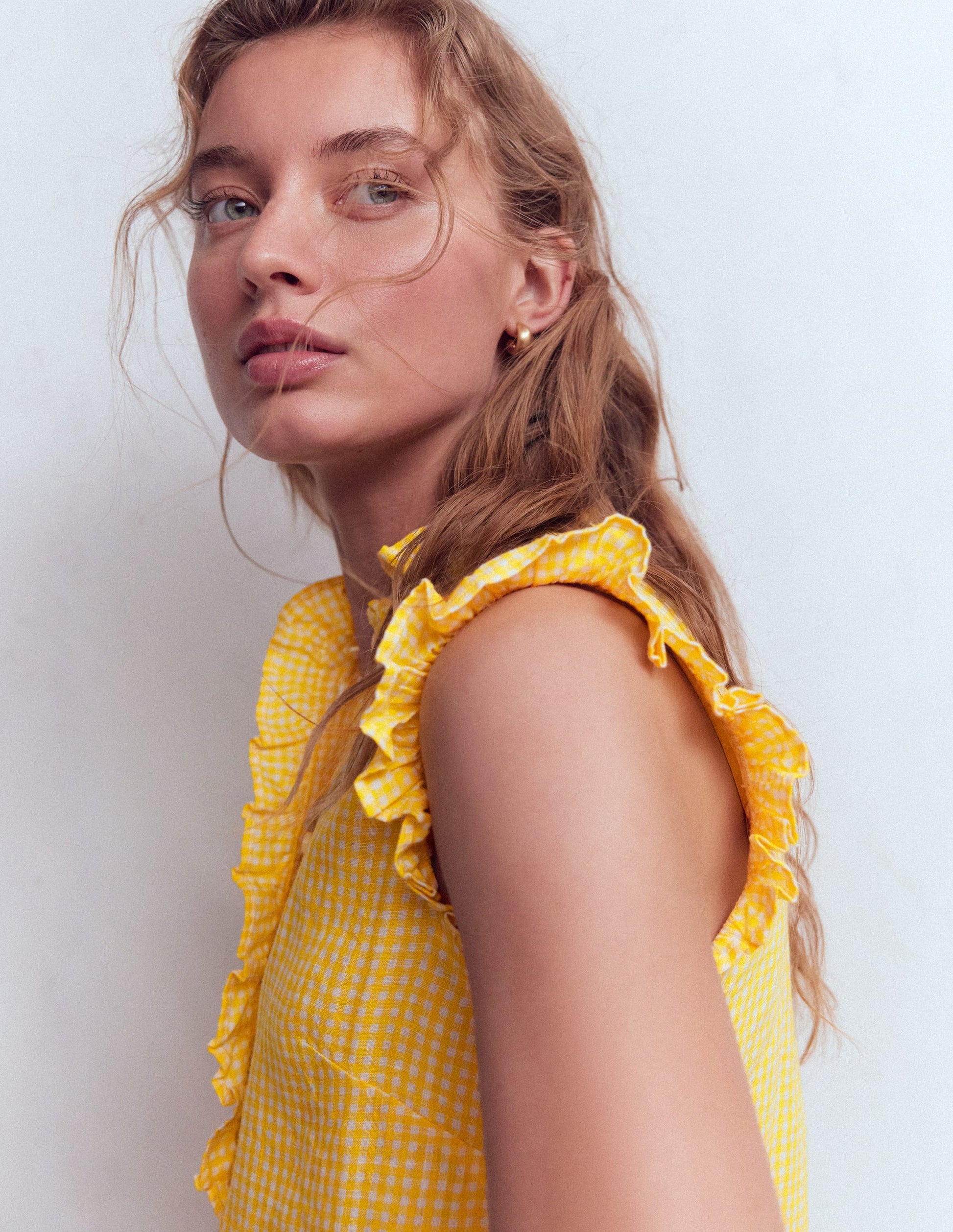 Isabel Sleeveless Linen Top-Sunshine Yellow Gingham-6