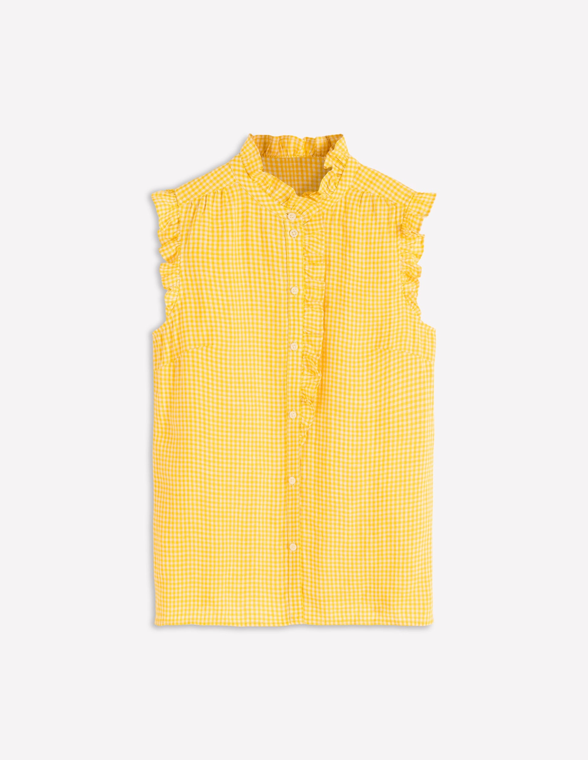 Isabel Sleeveless Linen Top-Sunshine Yellow Gingham-9