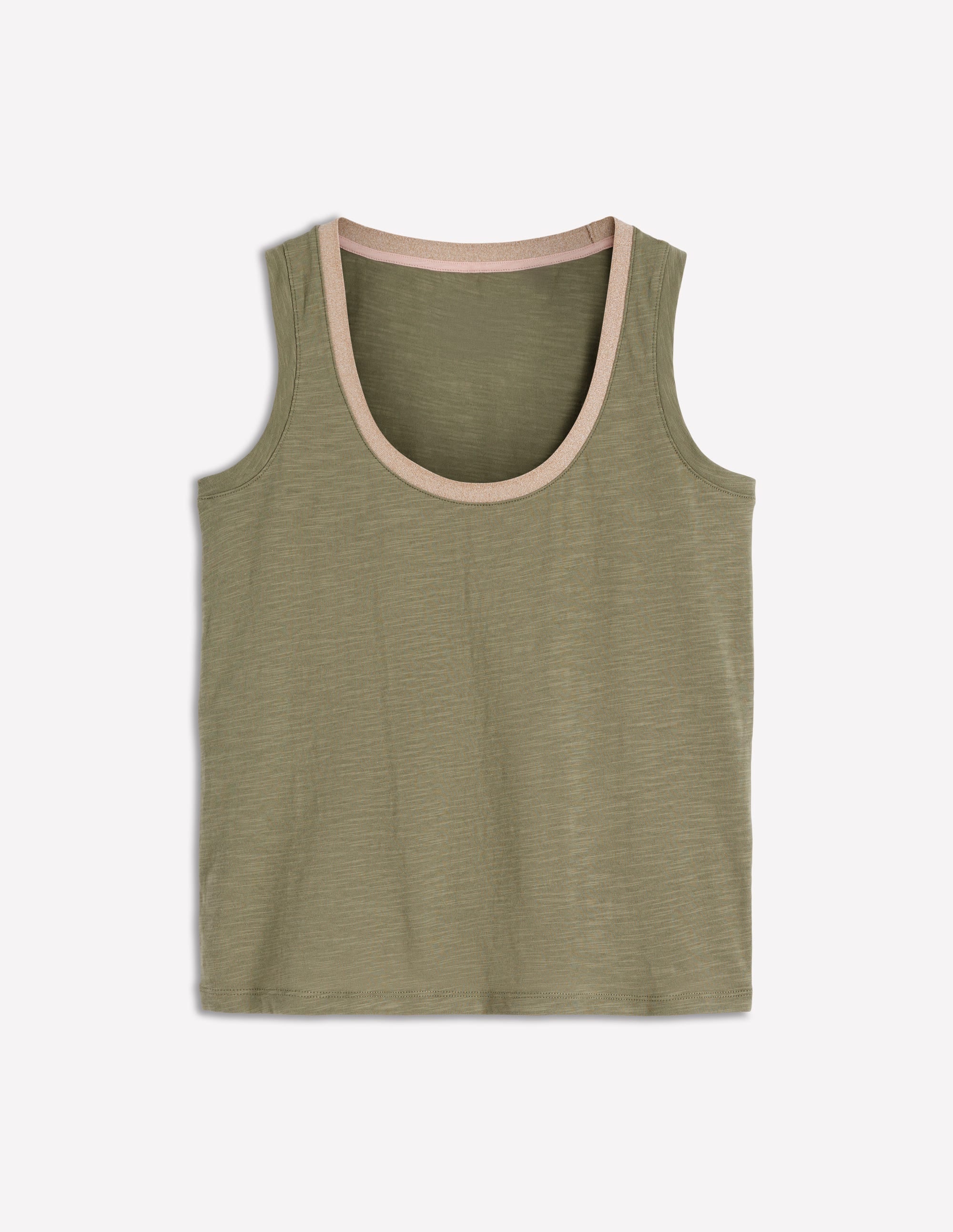 Metallic Trim Scoop Neck Vest-Larch Green - Image 6