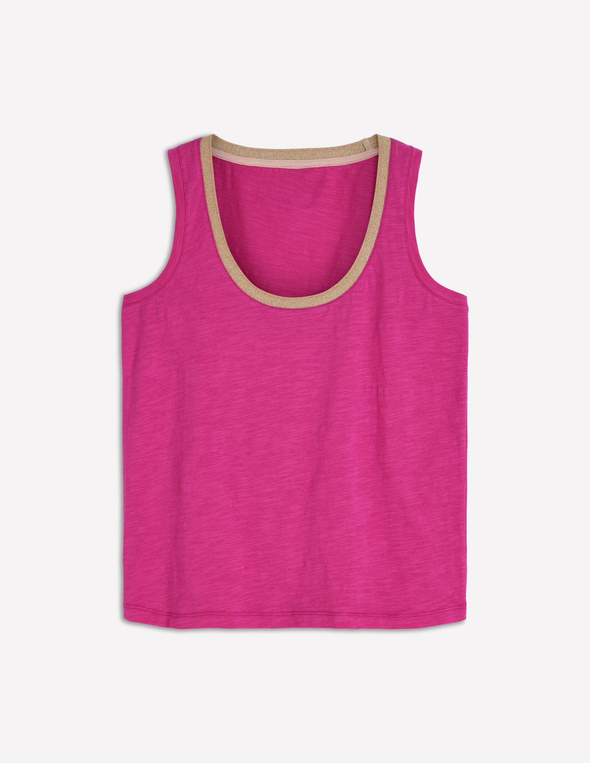 Metallic Trim Scoop Neck Vest-Cosmos Pink-5