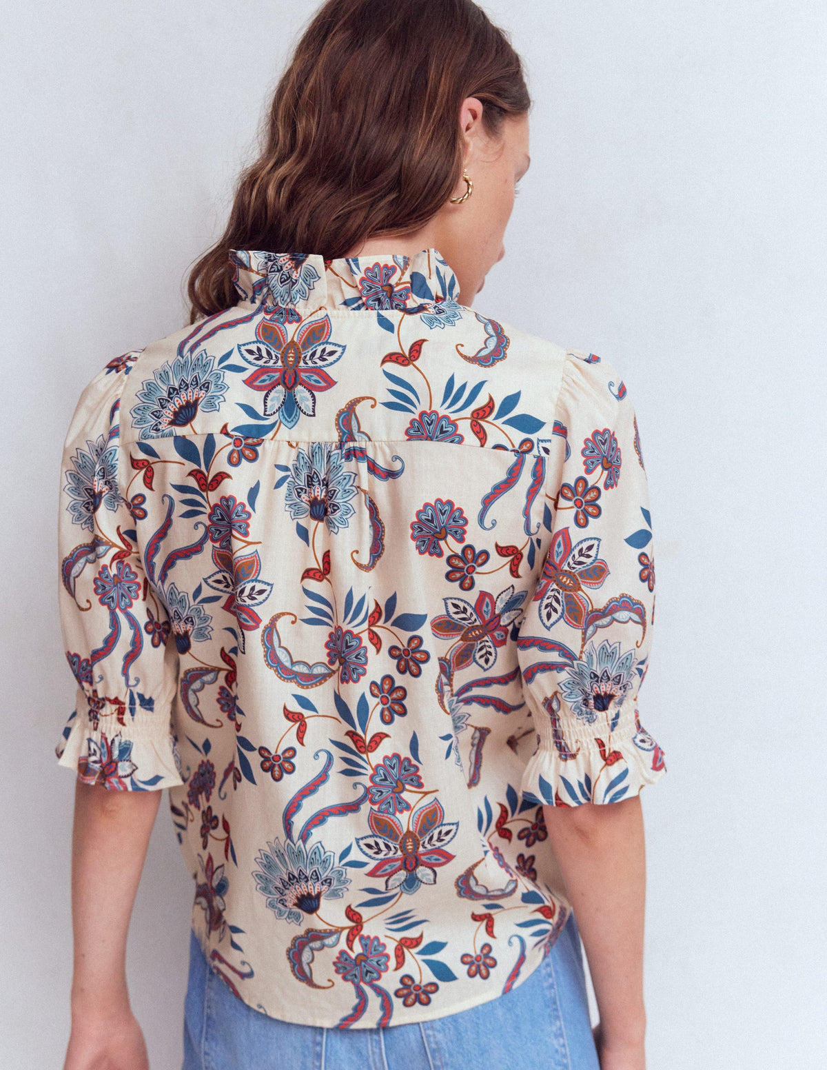 Heather Smocked Sleeve Top-Elegant Blossom Placement-3