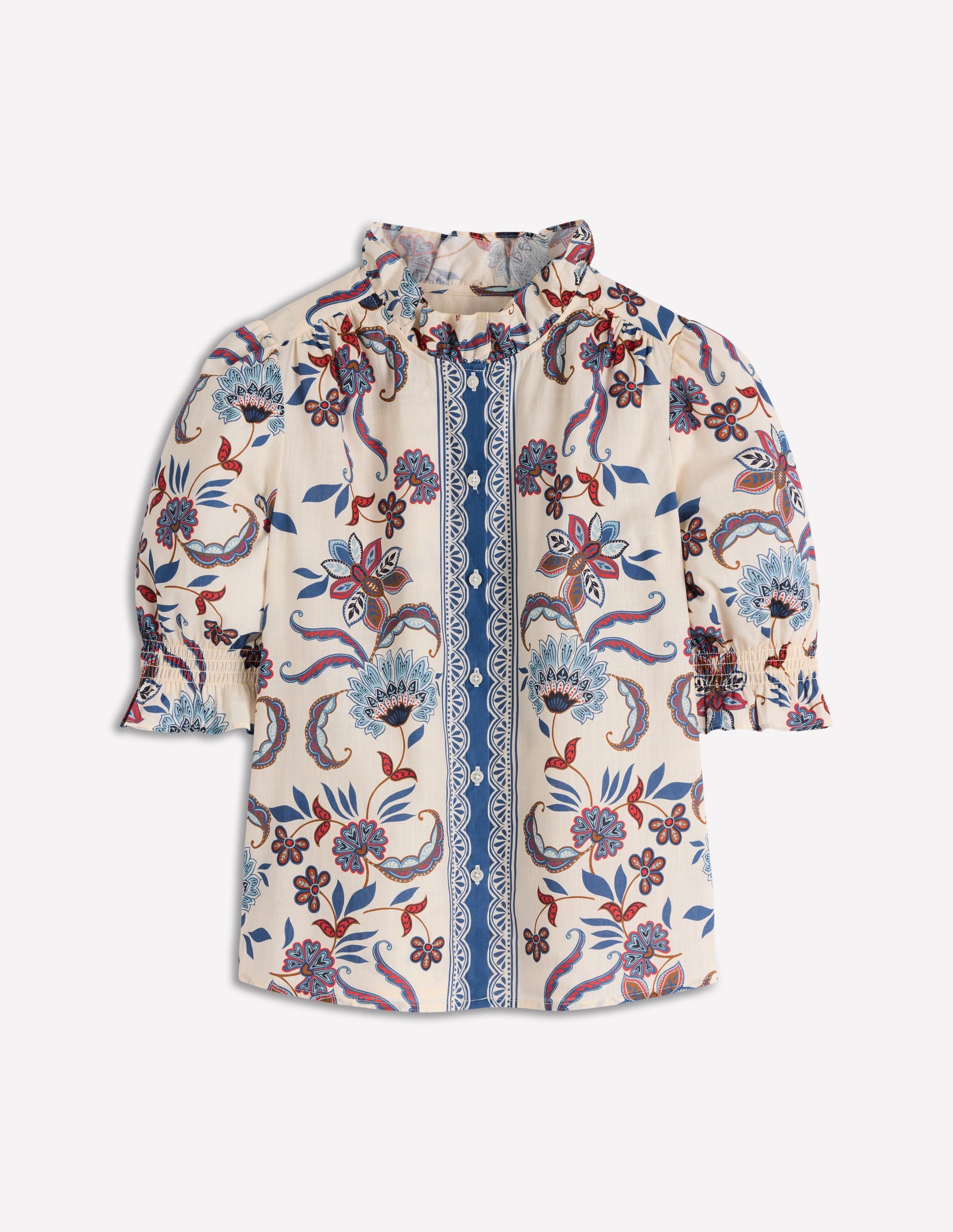 Heather Smocked Sleeve Top-Elegant Blossom Placement-7