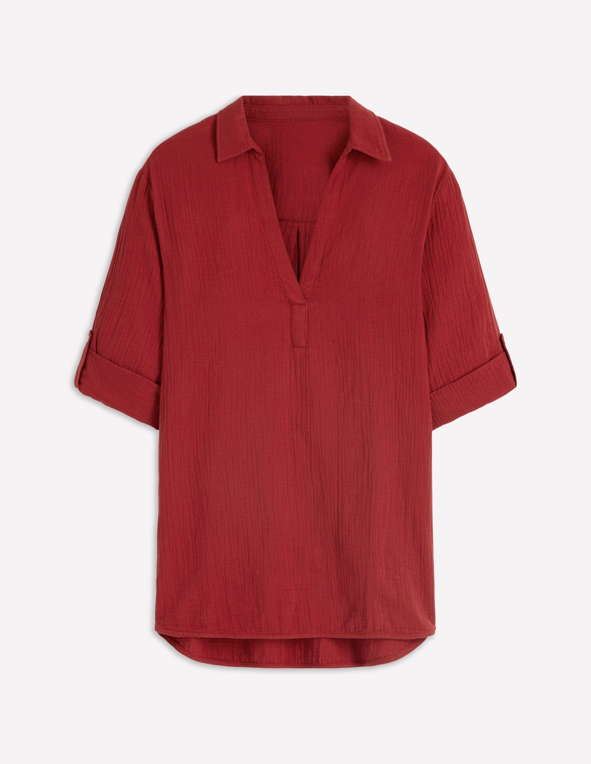 Longline Double Cloth Shirt-Kiln Orange-5