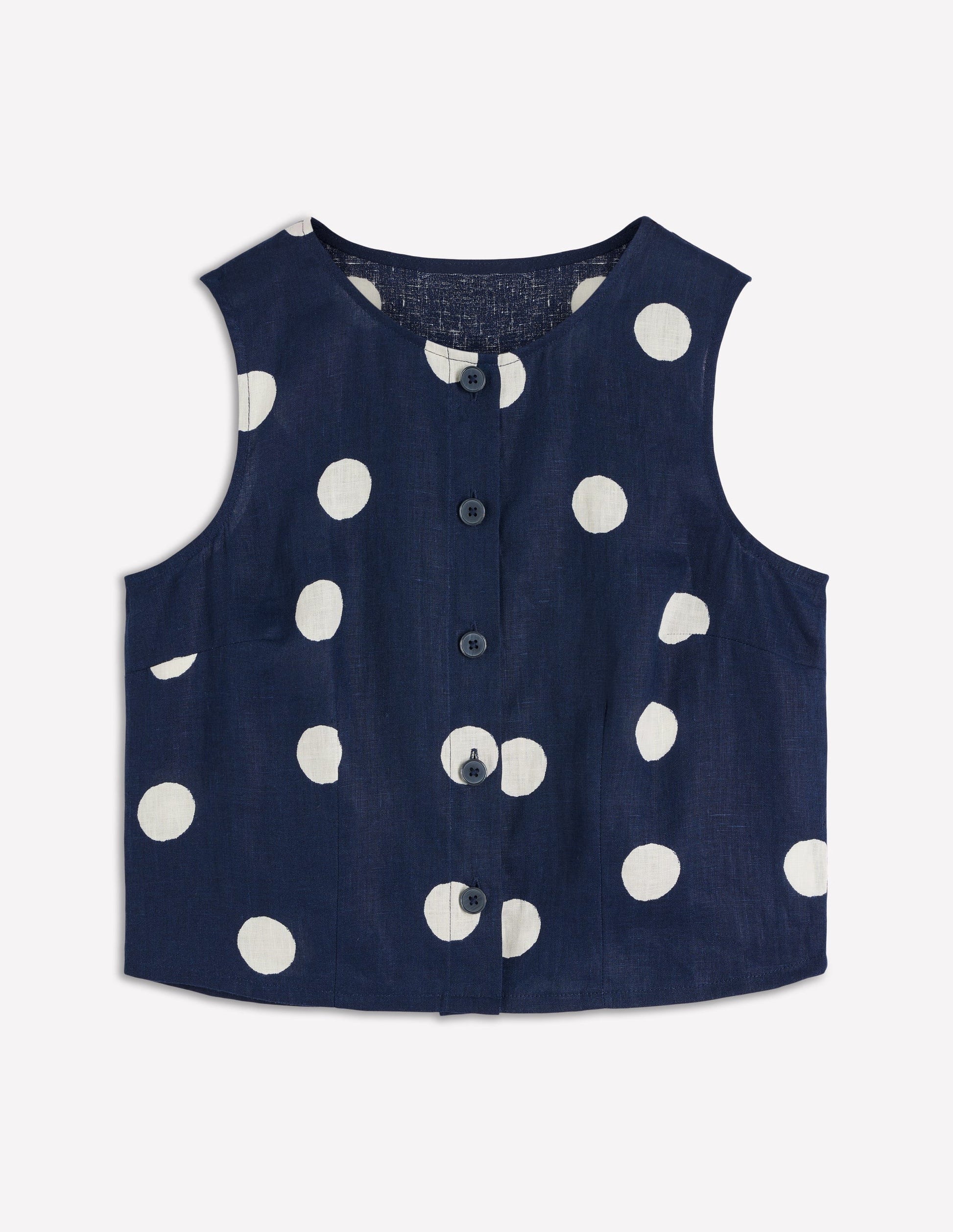 Andrea Linen Shell Top-French Navy, Painted Dot-8