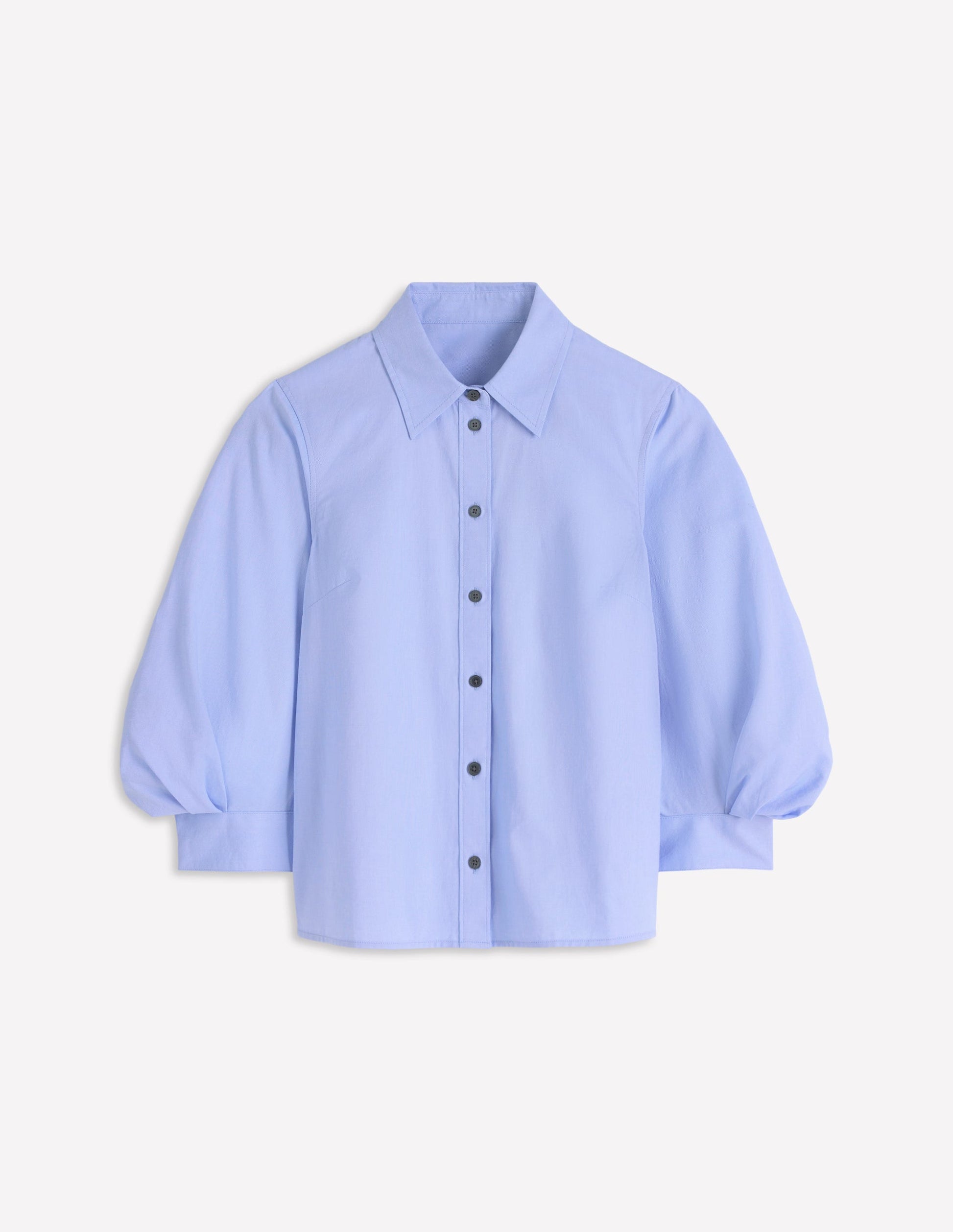 Puff Sleeve Oxford Shirt-French Blue-5