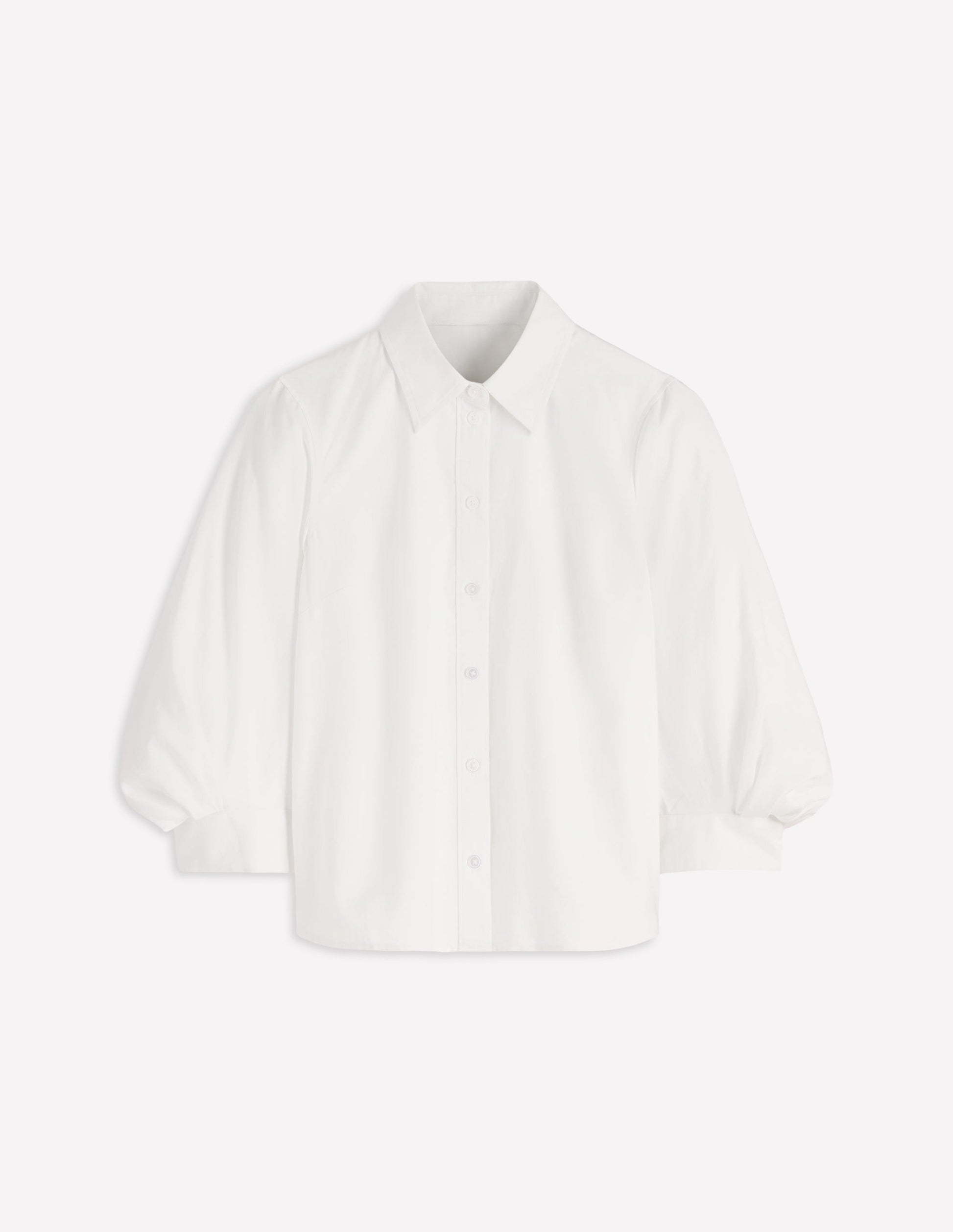 Puff Sleeve Oxford Shirt-White-7