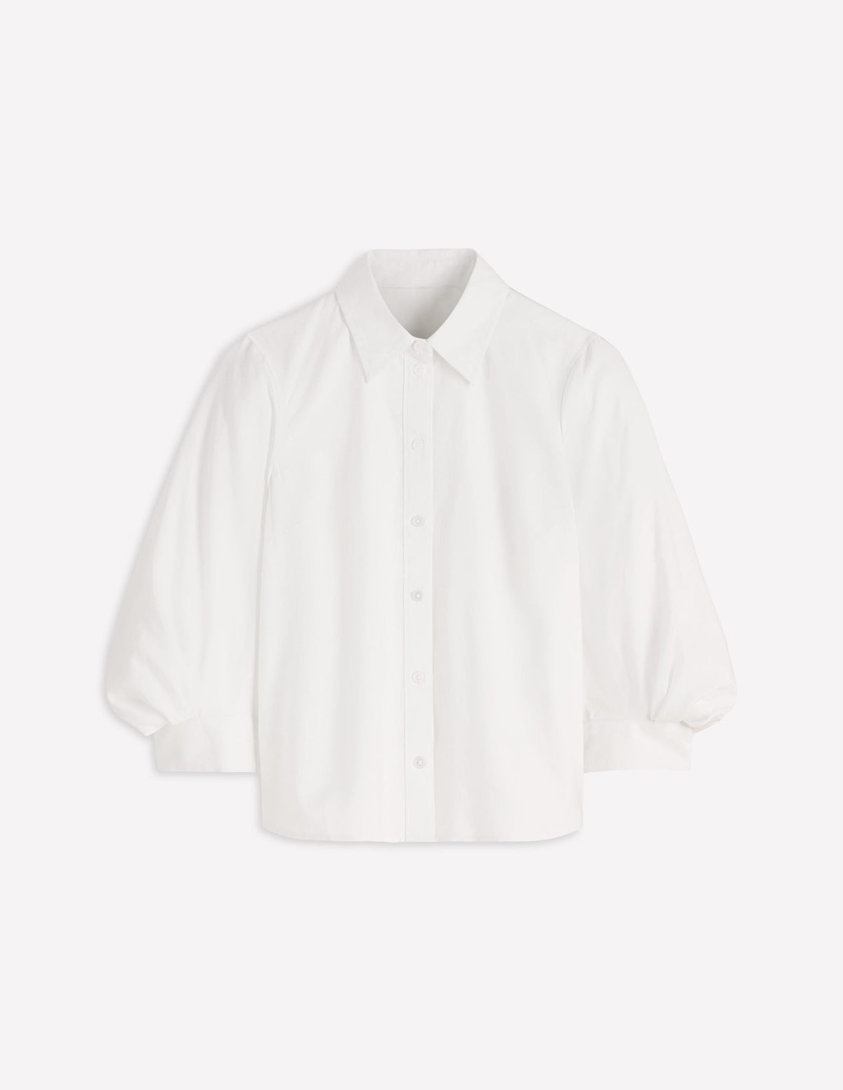 Puff Sleeve Oxford Shirt-White - Image 7