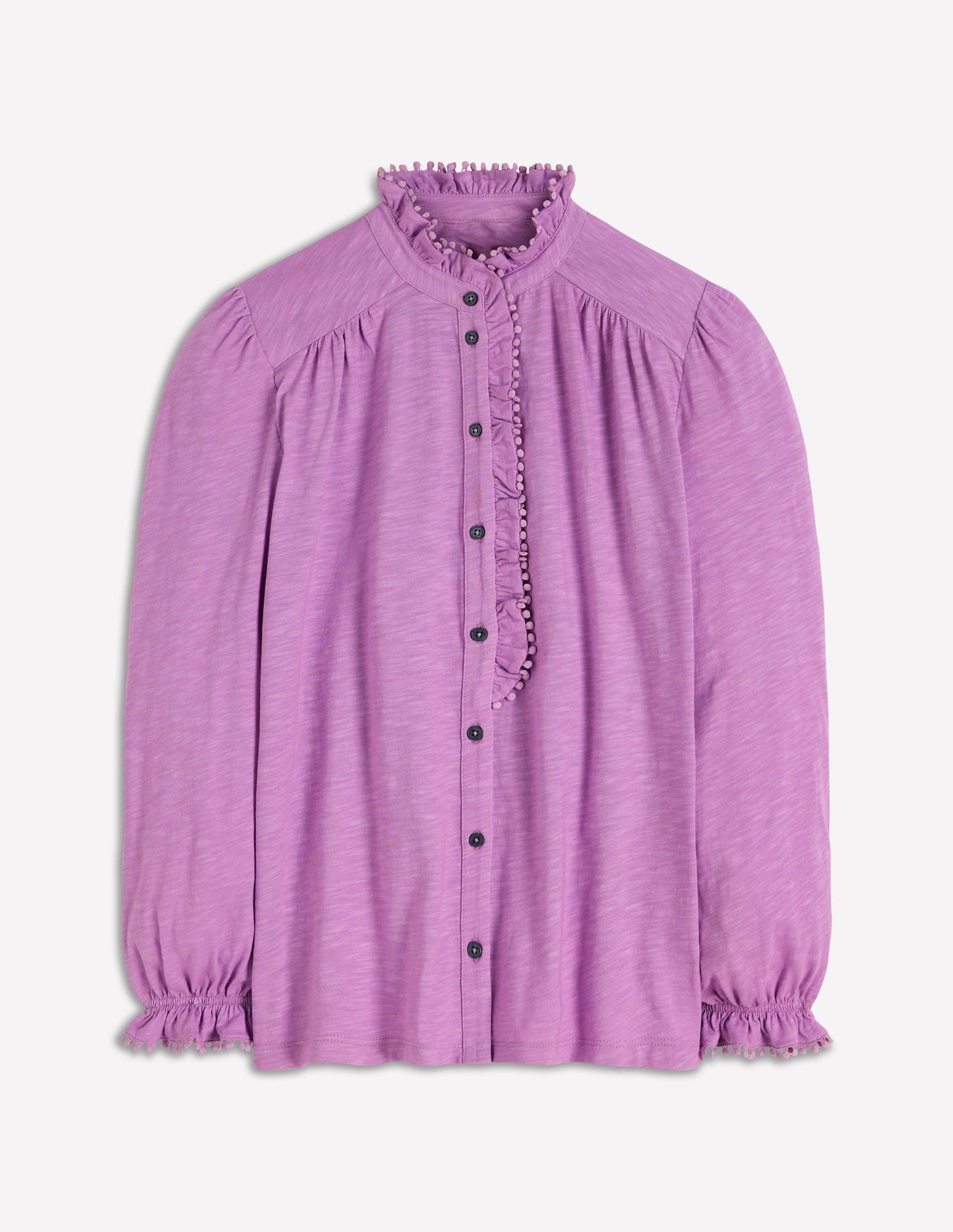 Emily Pom Detail Ruffle Shirt-African Violet