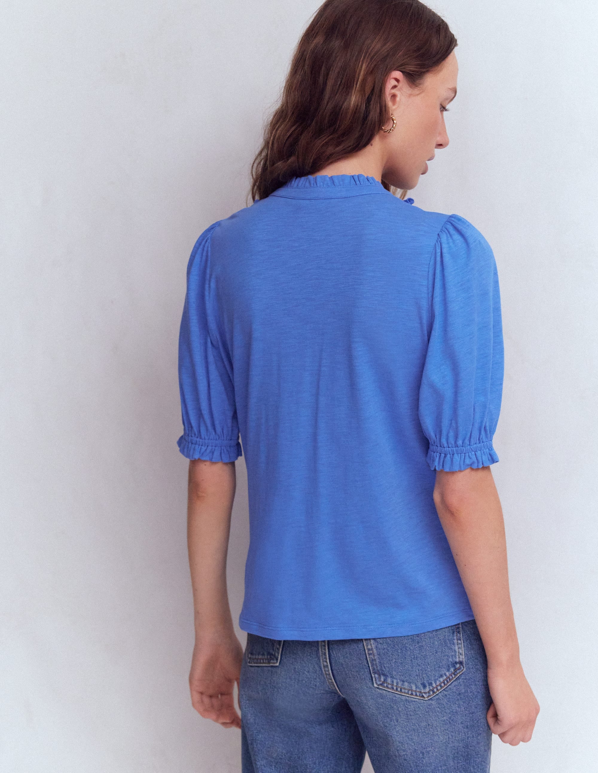 Eda Ruffle Front Shirt-Regatta - Image 3