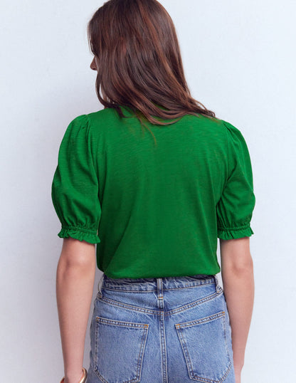 Eda Ruffle Front Shirt-Verdant Green-3