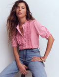 Eda Ruffle Front Shirt-Formica Pink