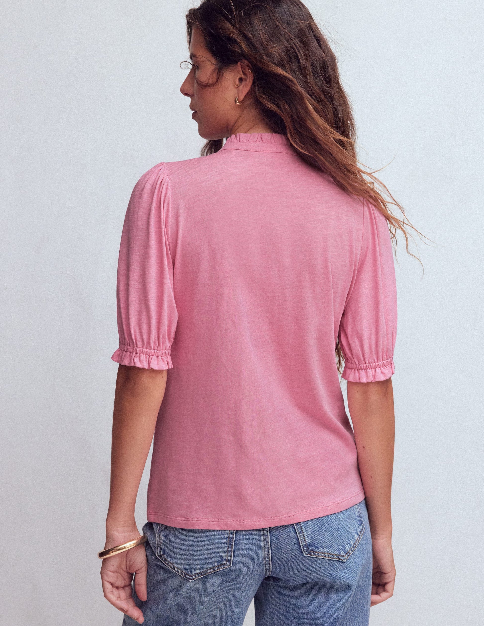 Eda Ruffle Front Shirt-Formica Pink-3