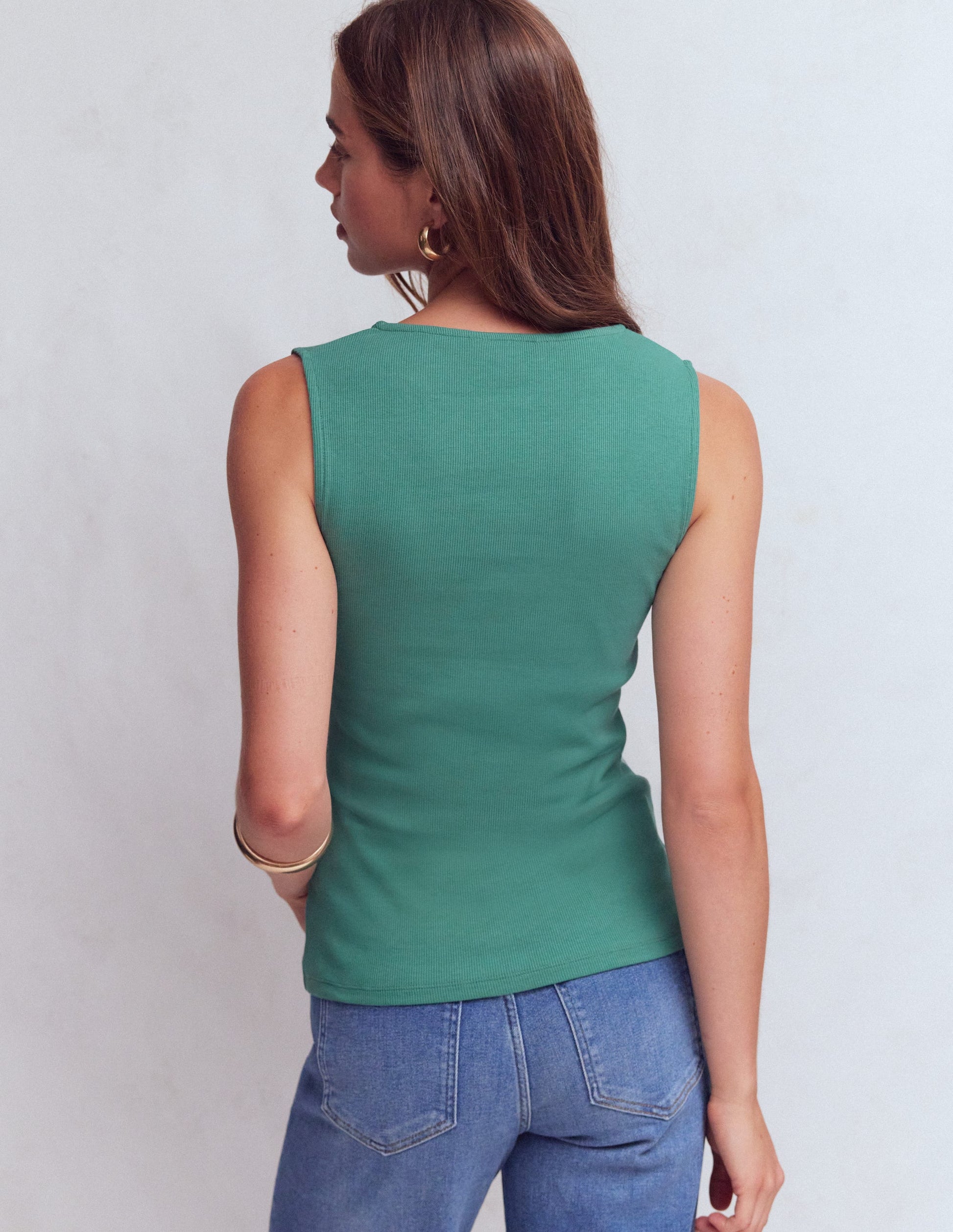 Evie Button Through Rib Vest-Deep Sea-3