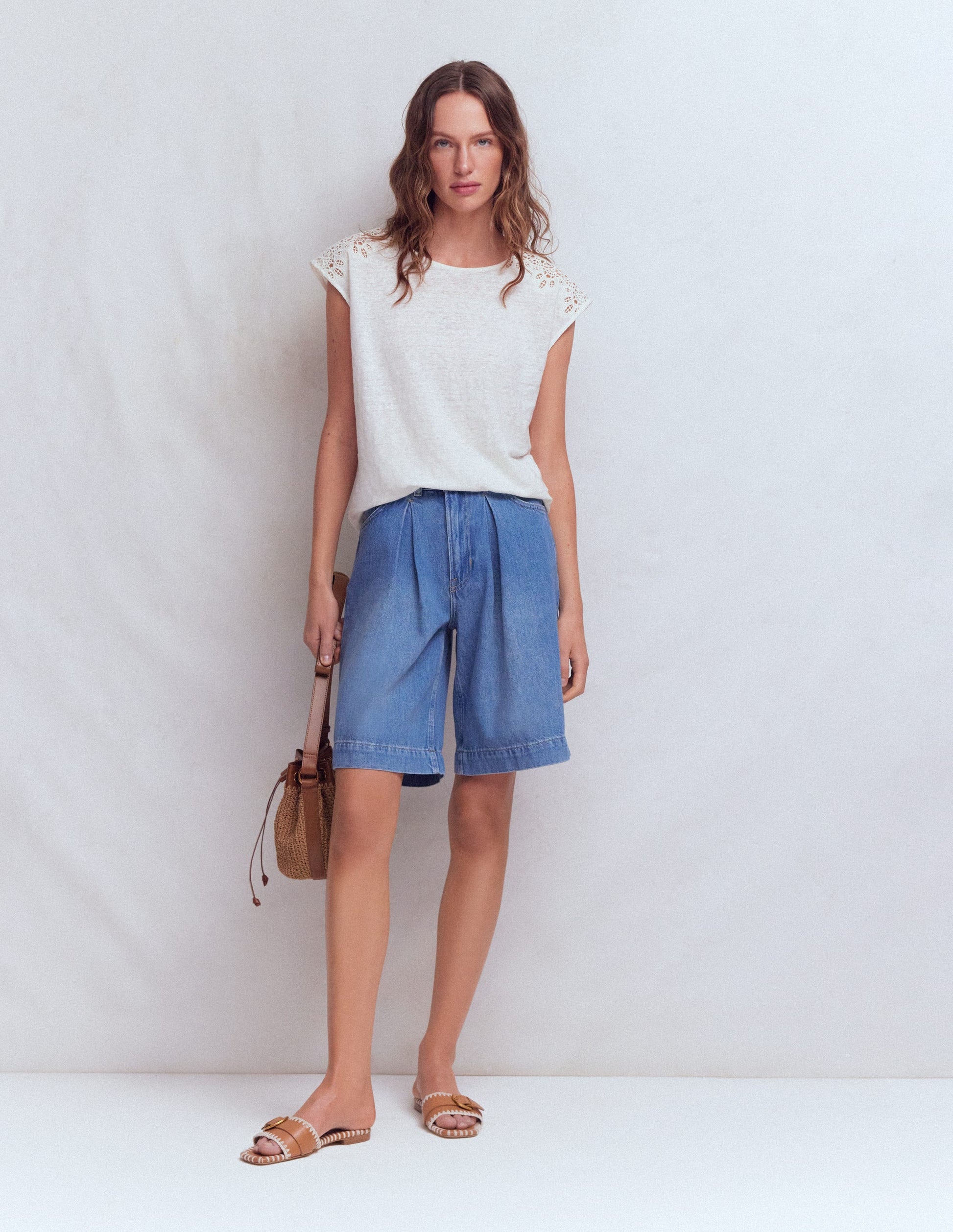 Tara Cutwork Linen Tee-Ivory-5