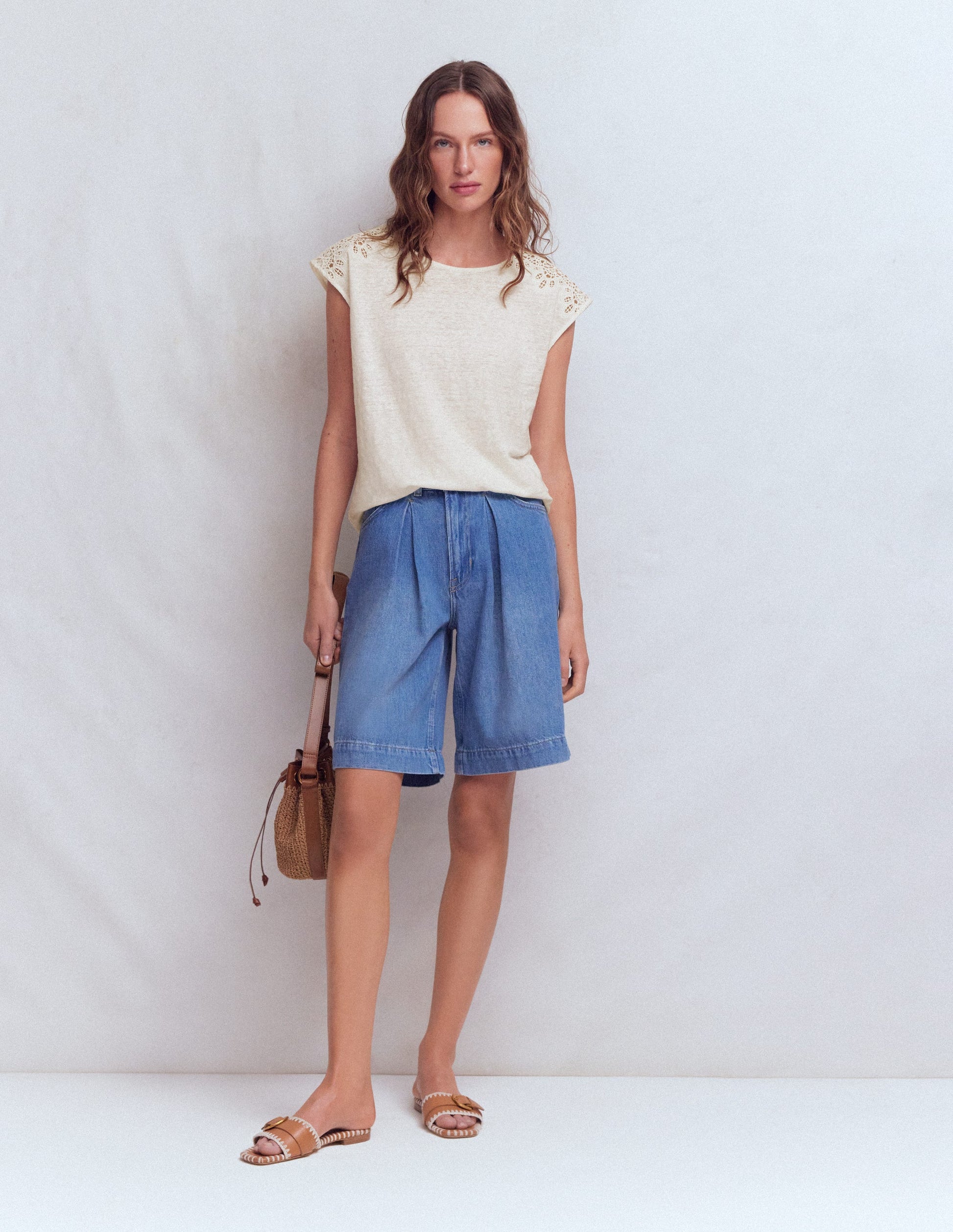 Tara Cutwork Linen Tee-Ivory-5