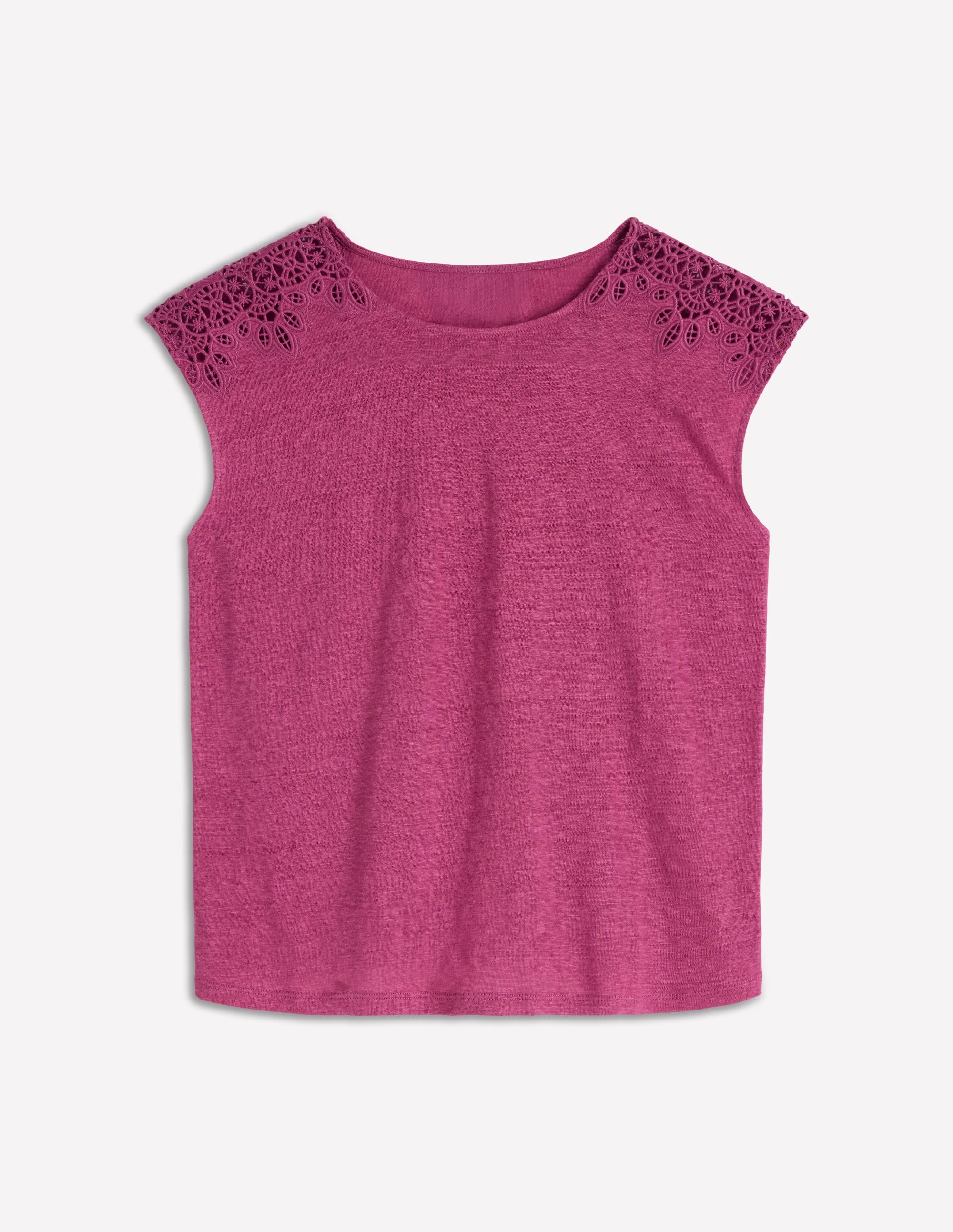Tara Cutwork Linen Tee-Purple Damson - Image 5
