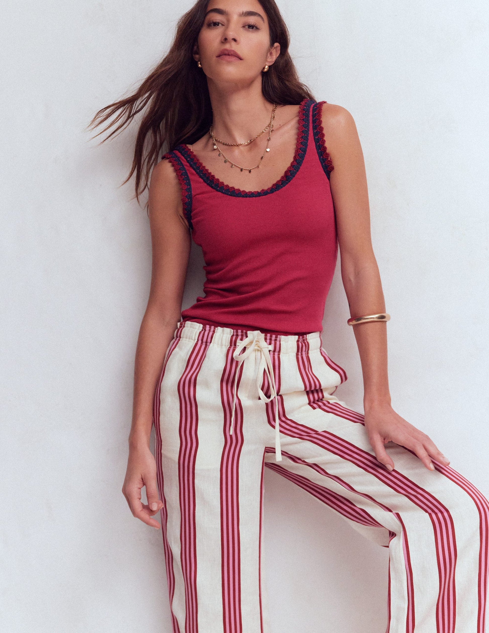 Maddie Trim Detail Vest-Terracotta Red-1