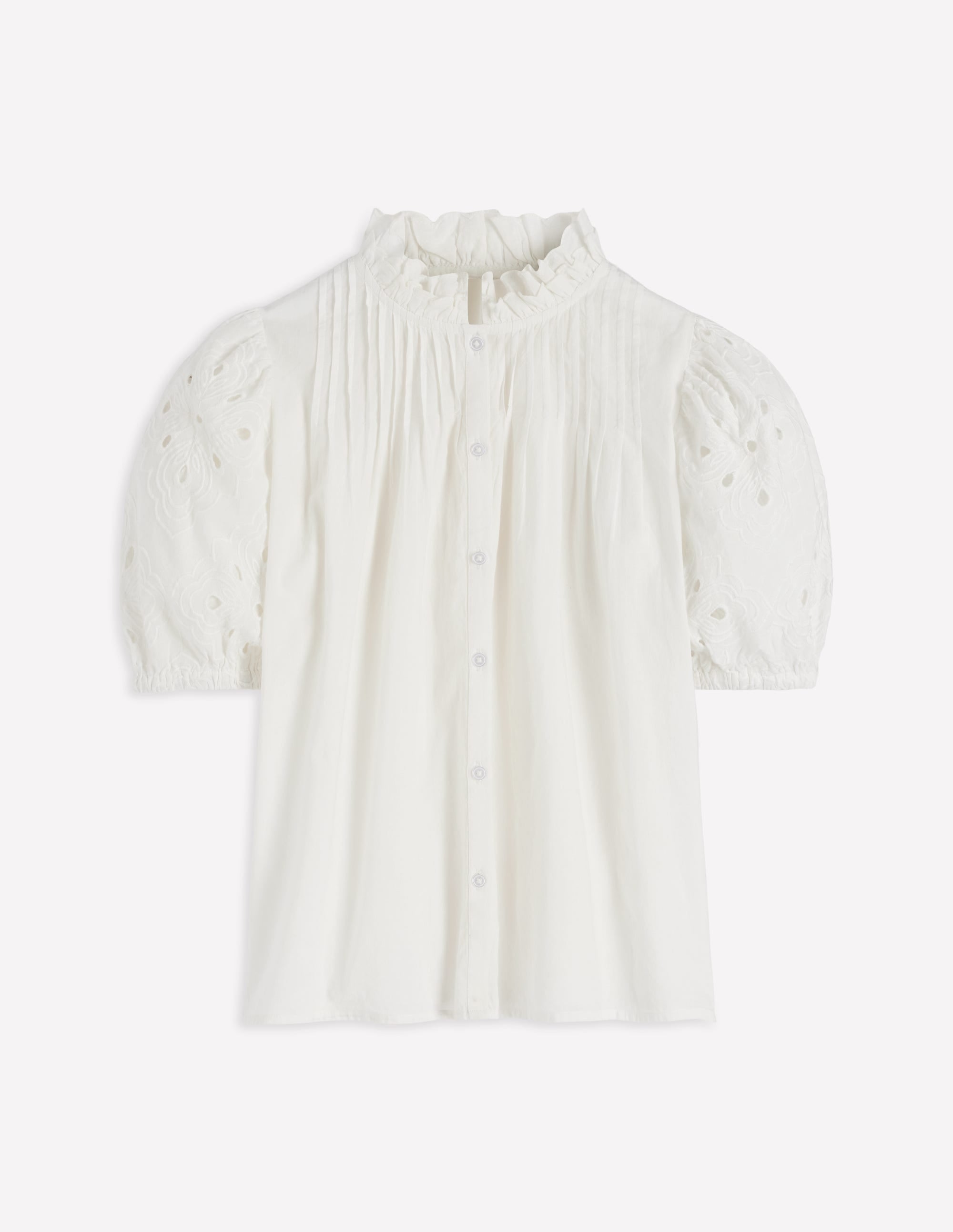 Cutwork Puff Sleeve Top-White - Image 5