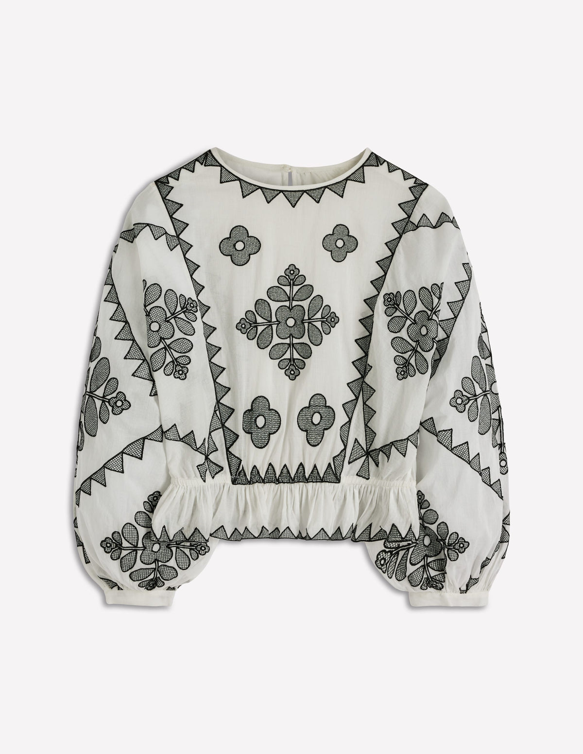 Embroidered Holiday Top-Ivory - Image 8