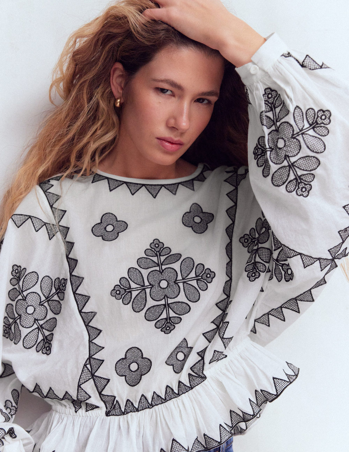 Embroidered Holiday Top-Ivory - Image 2