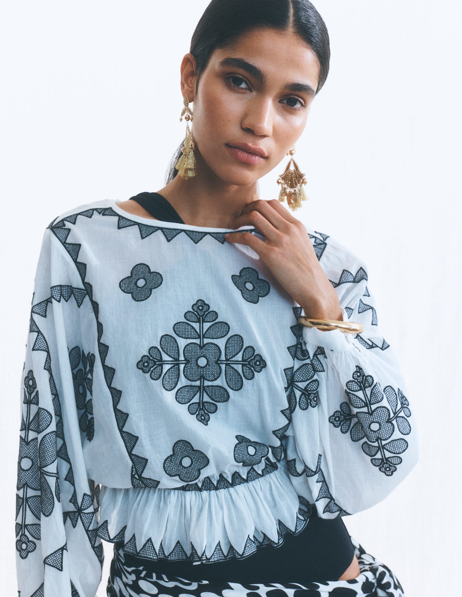 Embroidered Holiday Top-Ivory-2