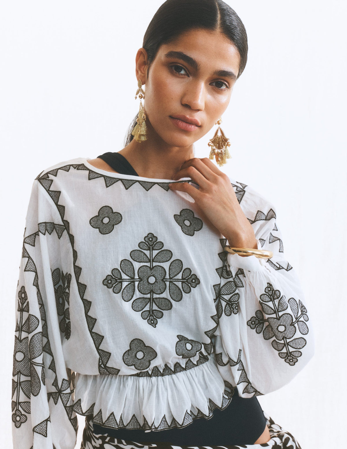 Embroidered Holiday Top-Ivory - Image 7