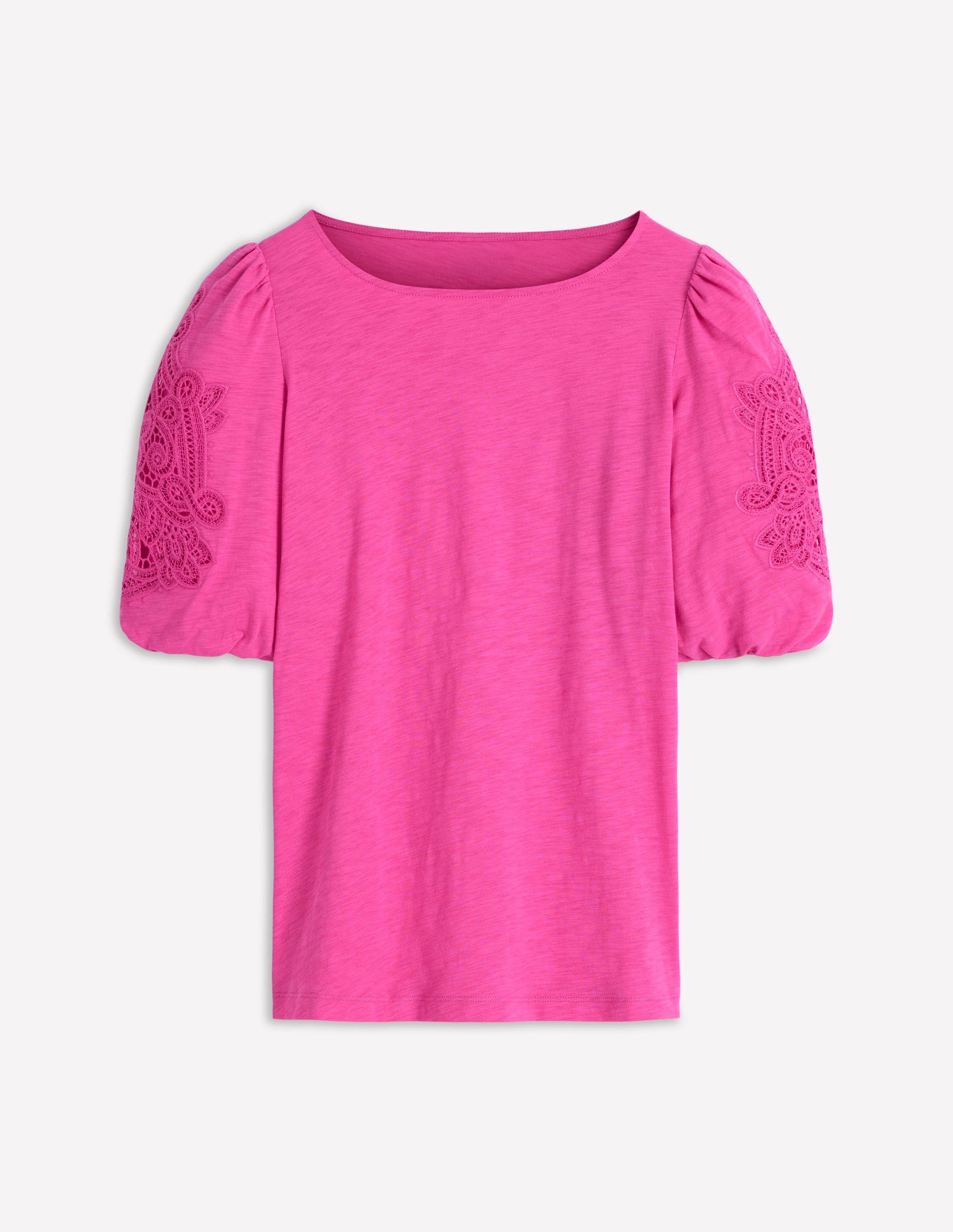 Cutwork Detail Jersey Top-Phlox Pink-5