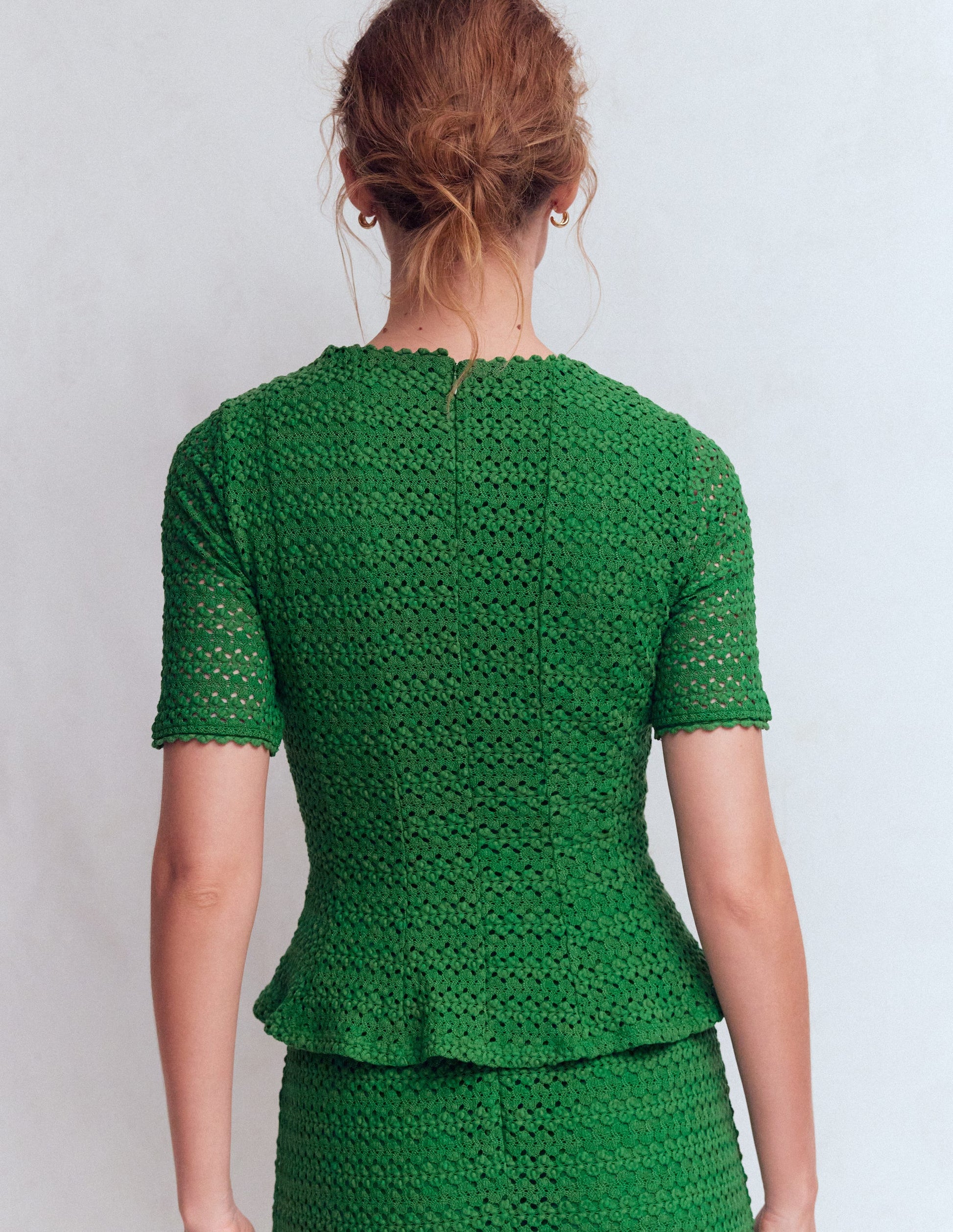 Lace Peplum Top-Verdant Green-4