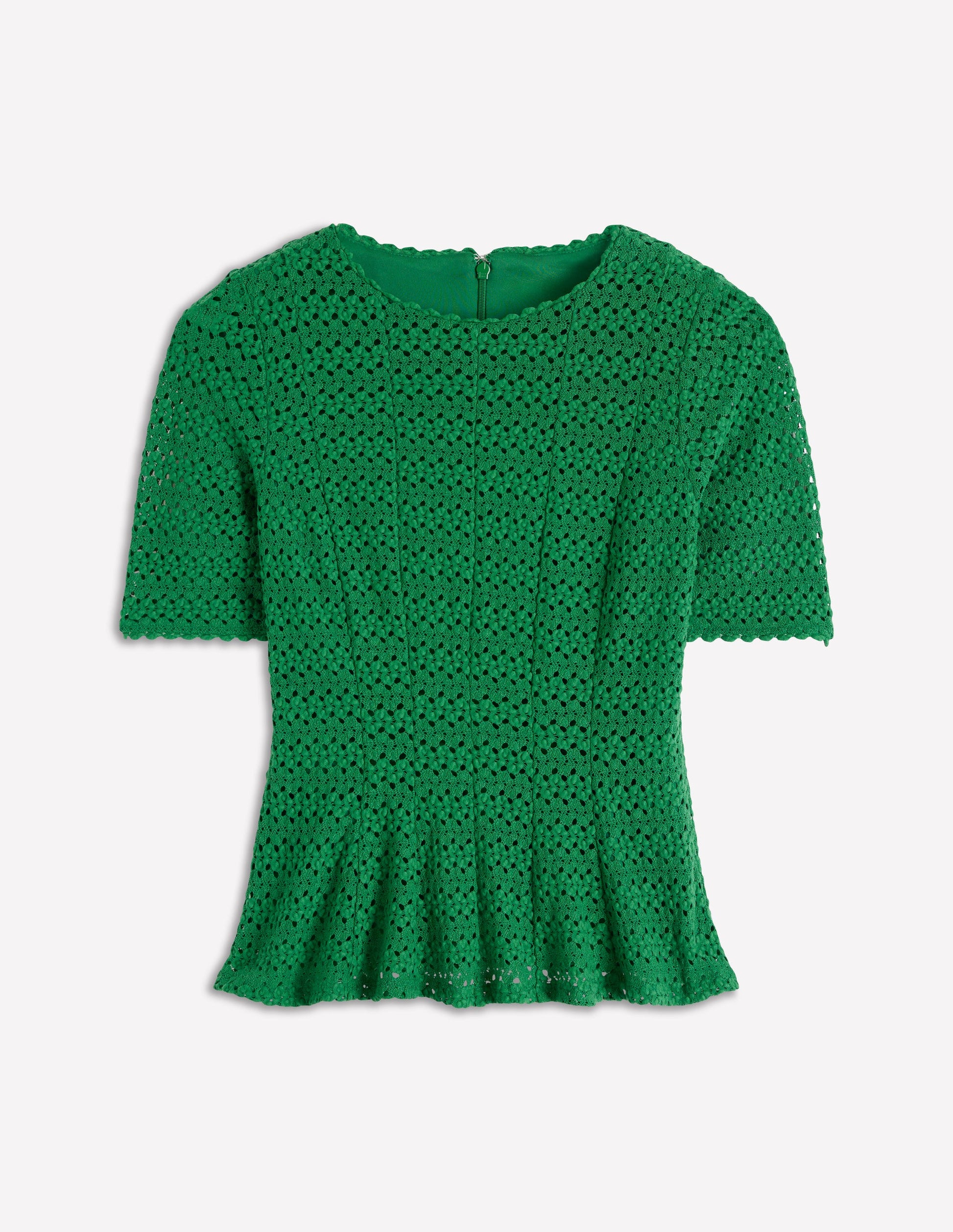 Lace Peplum Top-Verdant Green-6