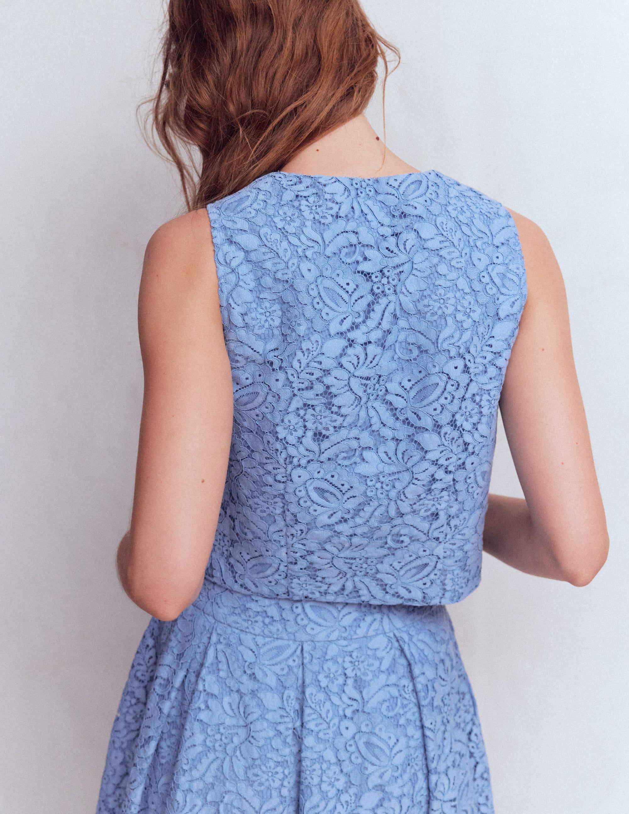 Andrea Lace Shell Top-Cornflower Blue - Image 3
