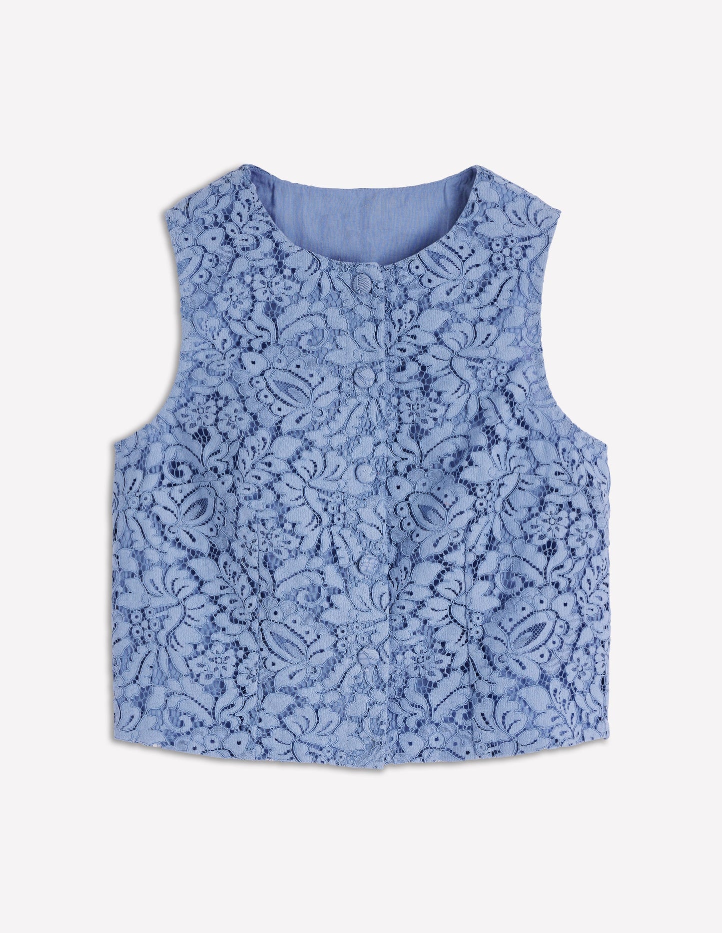 Andrea Lace Shell Top-Cornflower Blue