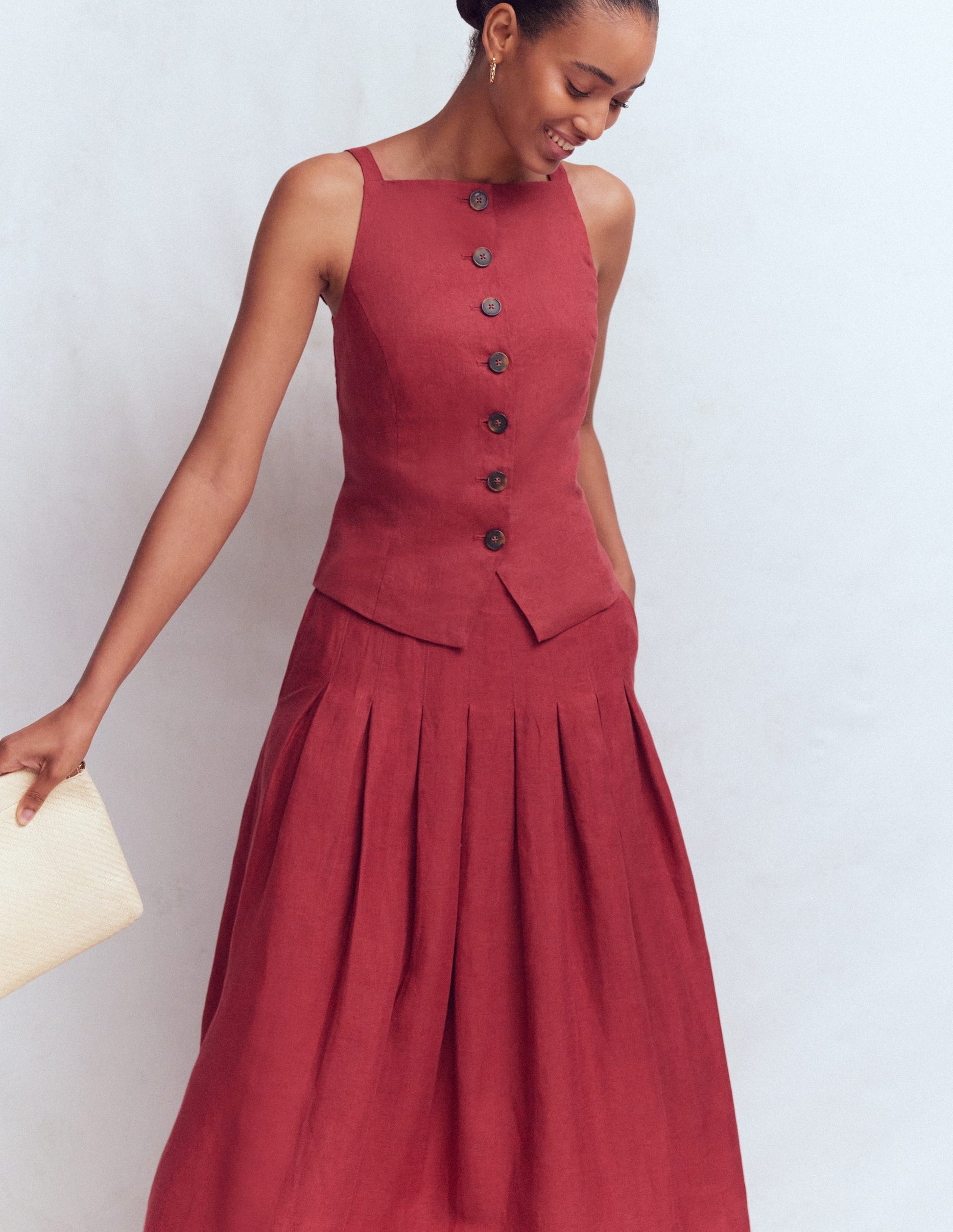 Square Neck Strap Waistcoat-Rich Chestnut-5