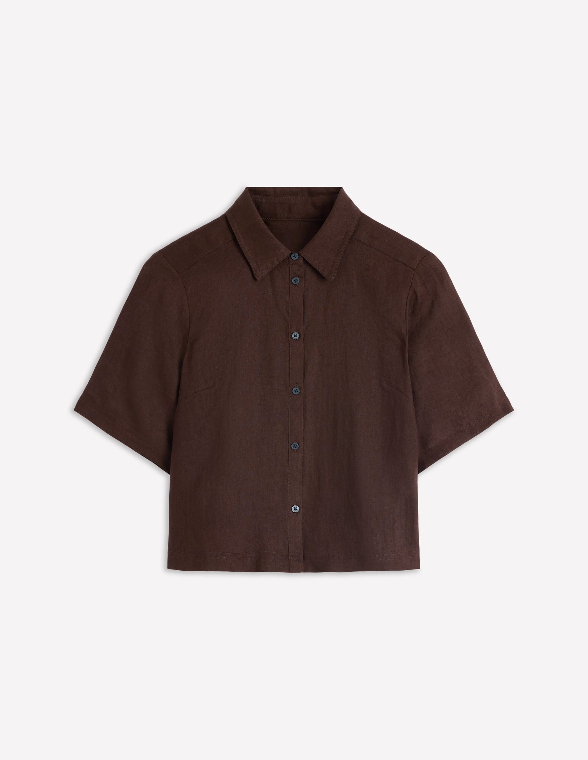 Short Sleeve Linen Shirt-Bitter Chocolate-6