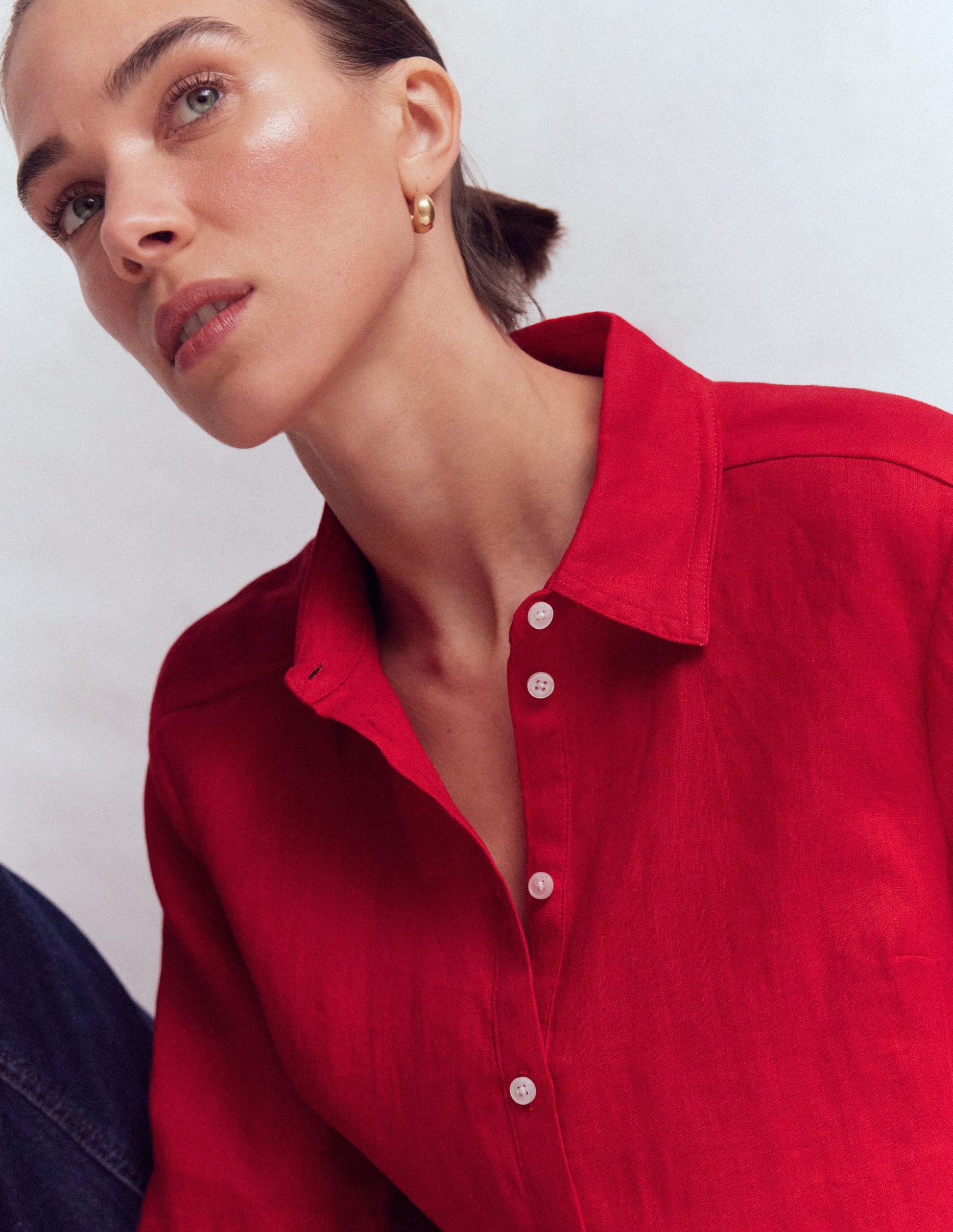 Short Sleeve Linen Shirt-Merida Red-2