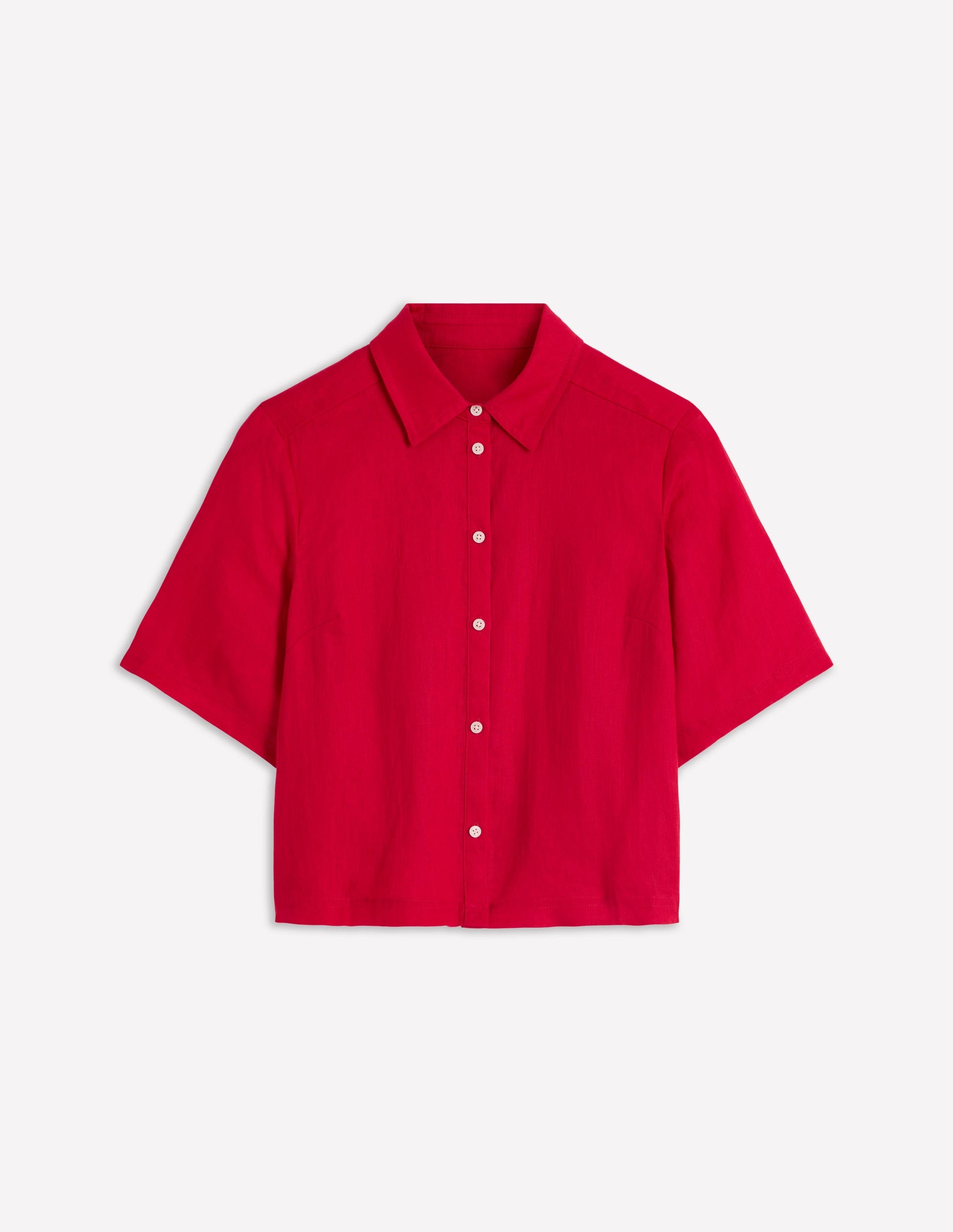 Short Sleeve Linen Shirt-Merida Red-4