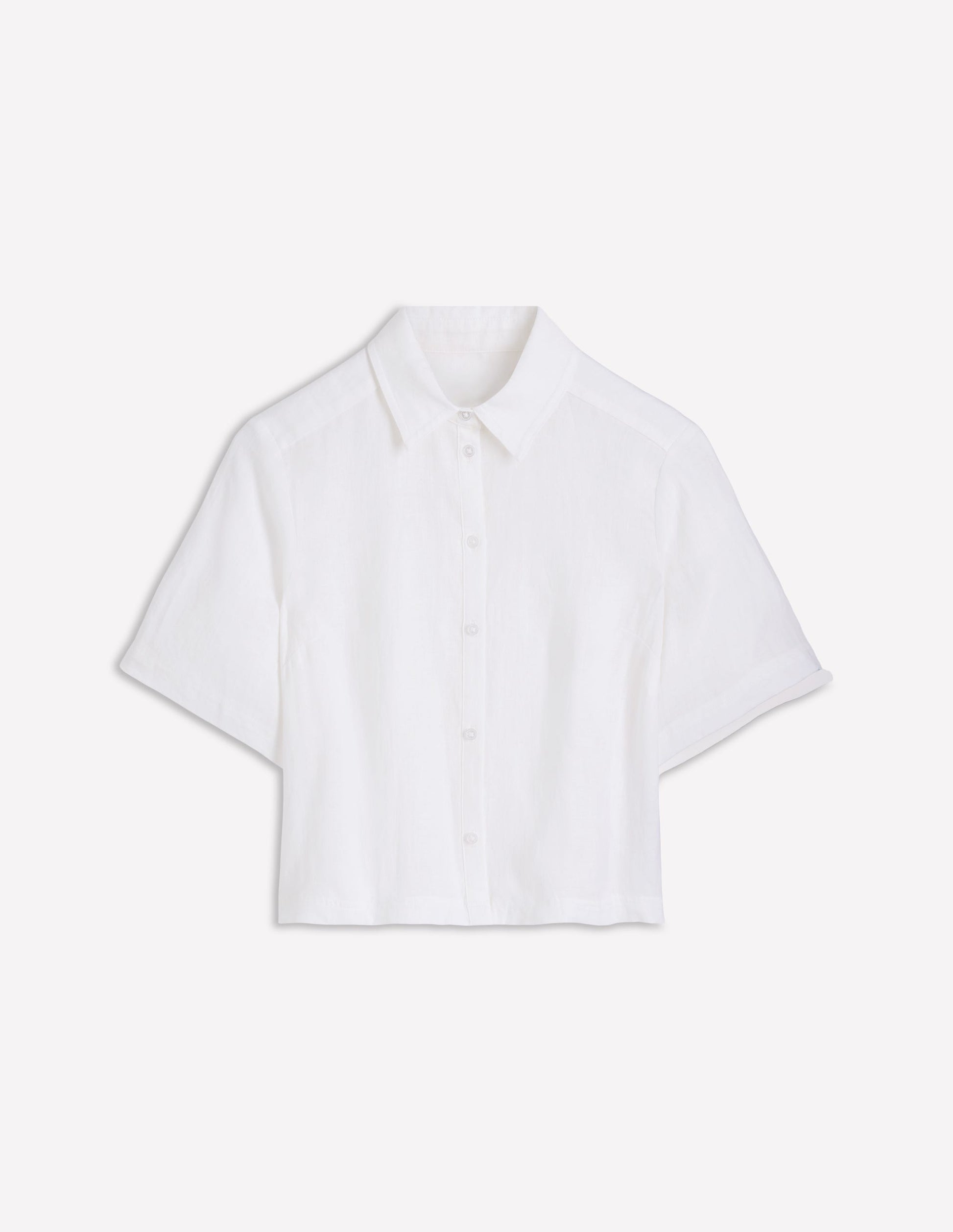 Short Sleeve Linen Shirt-White-6
