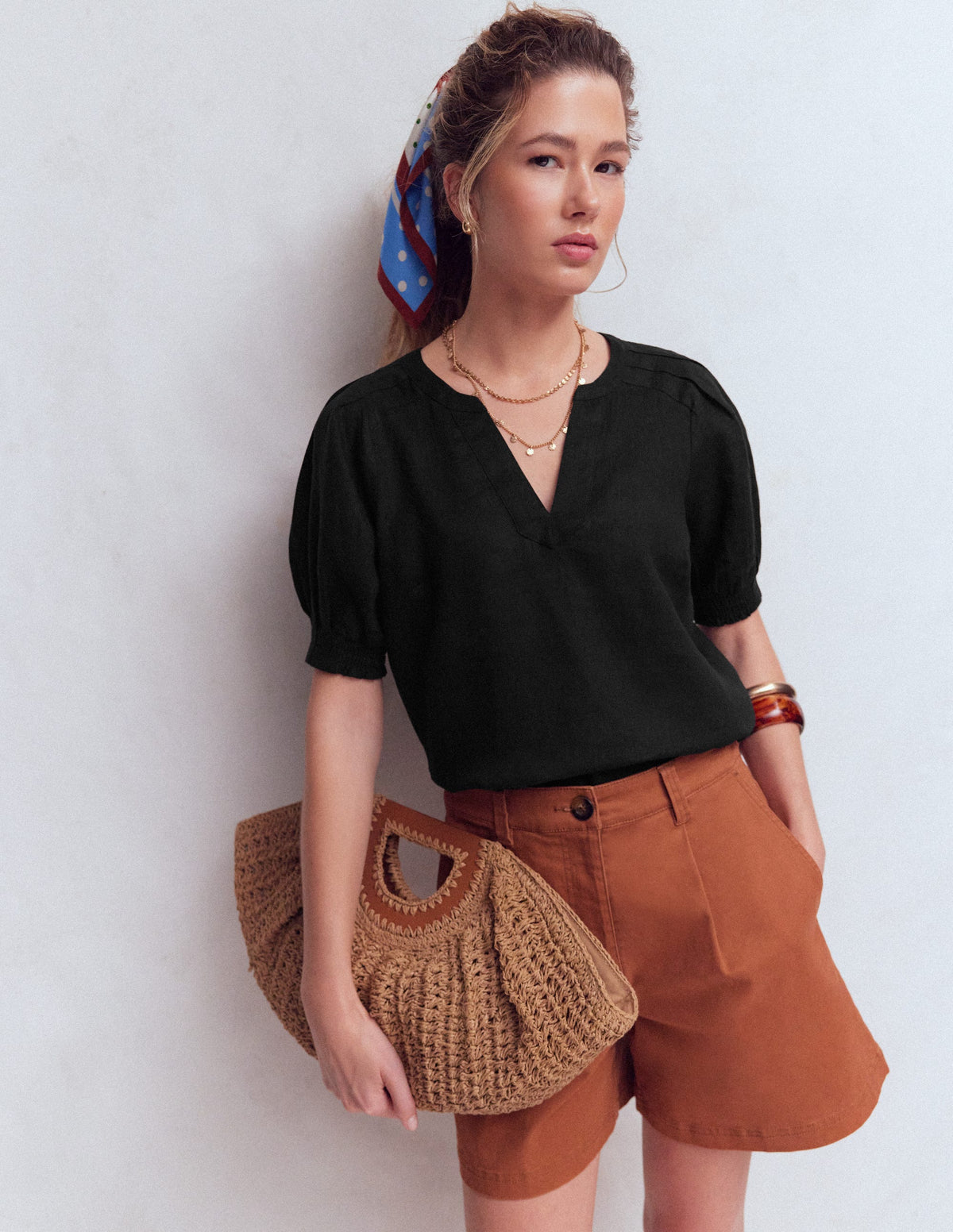 Rae Linen Top-Black - Image 1