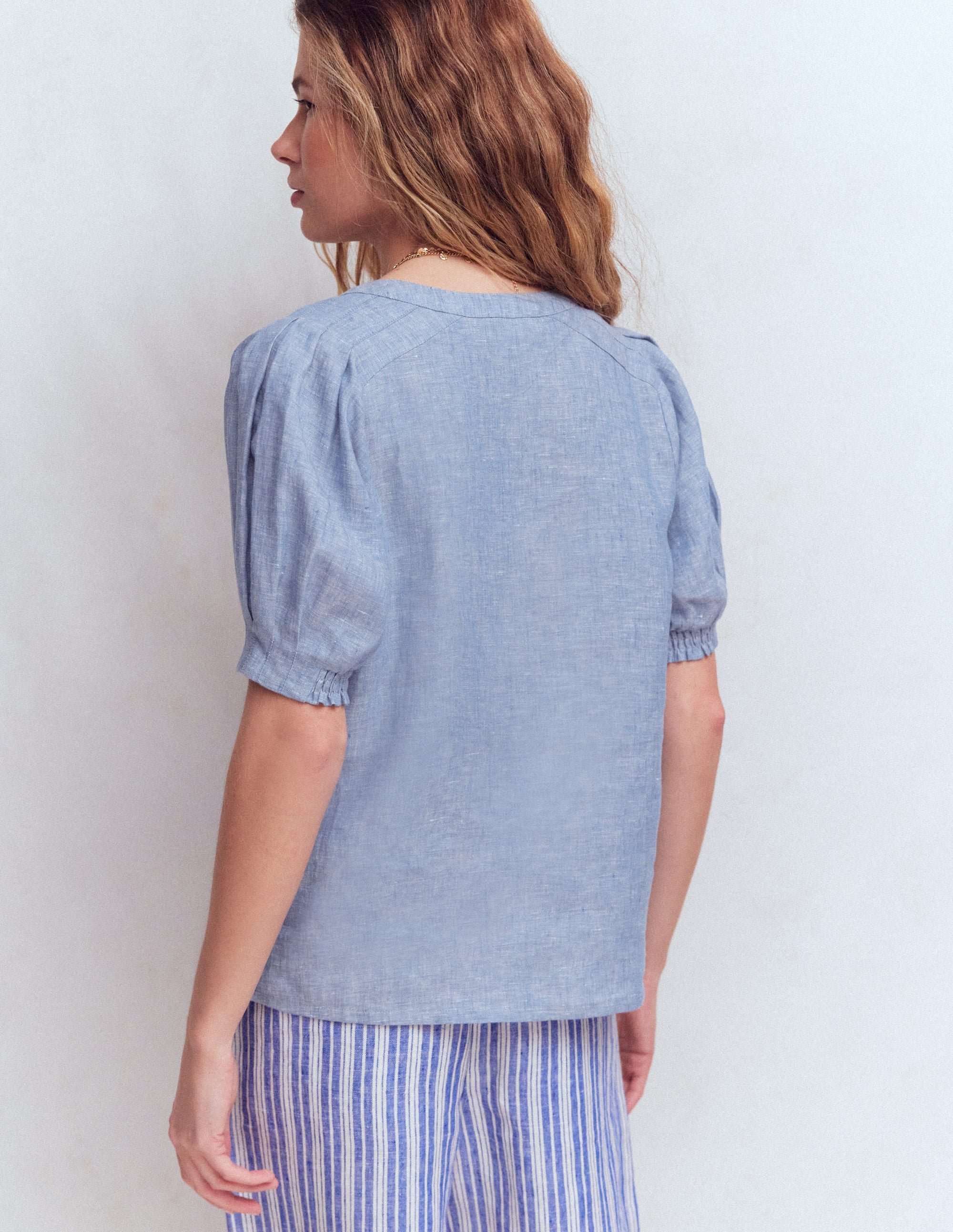 Rae Linen Top-Chambray - Image 3