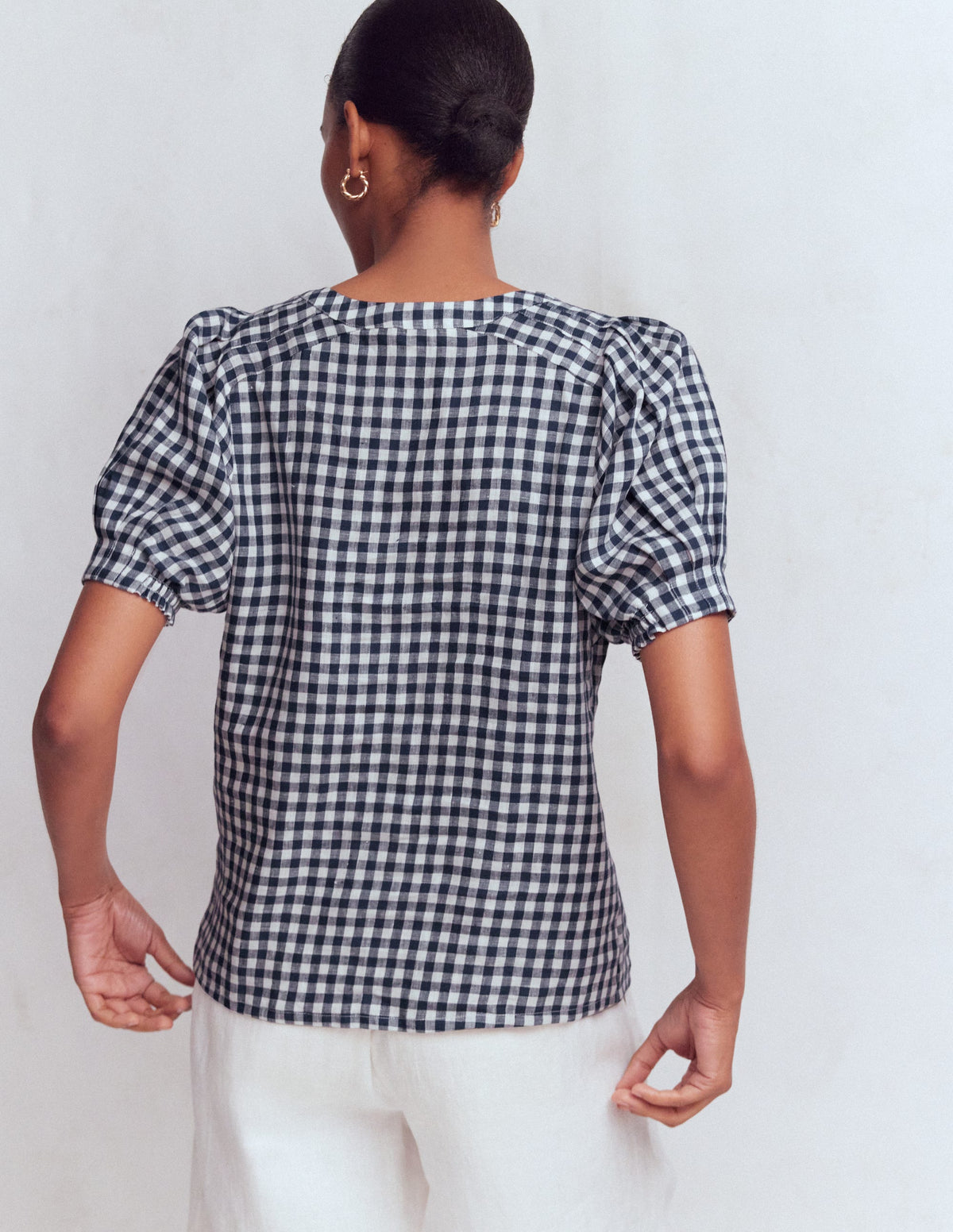 Rae Linen Top-Small Navy Gingham - Image 3