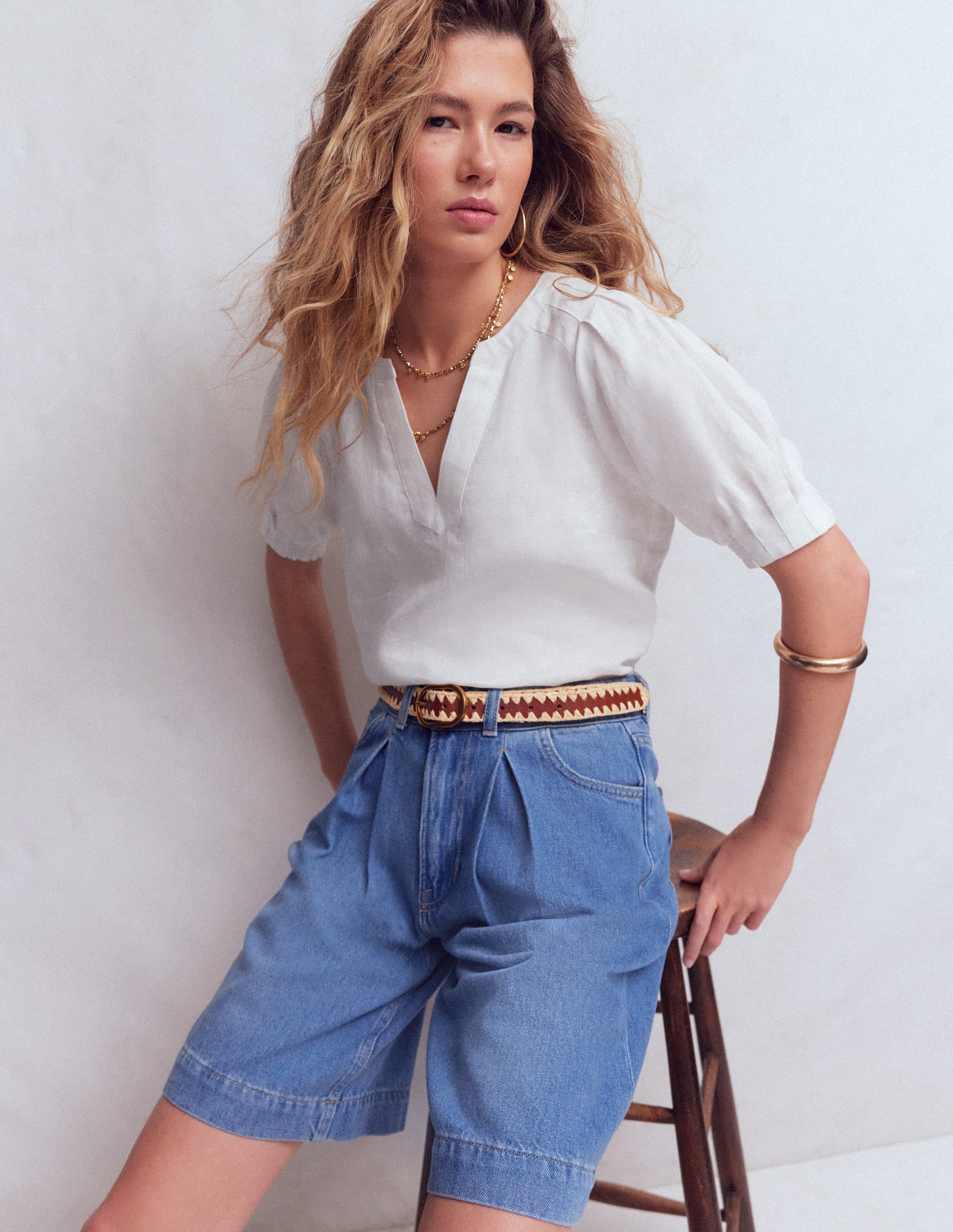 Rae Linen Top-White - Image 1