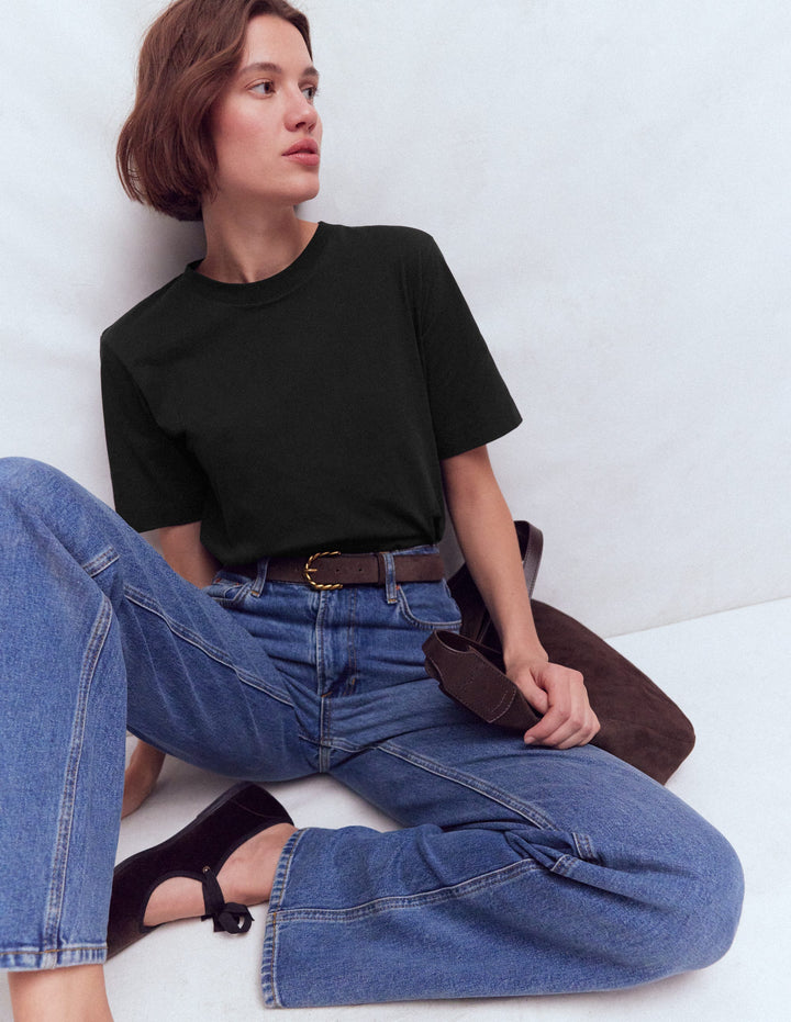 Ren Relaxed Cotton T-shirt-Black
