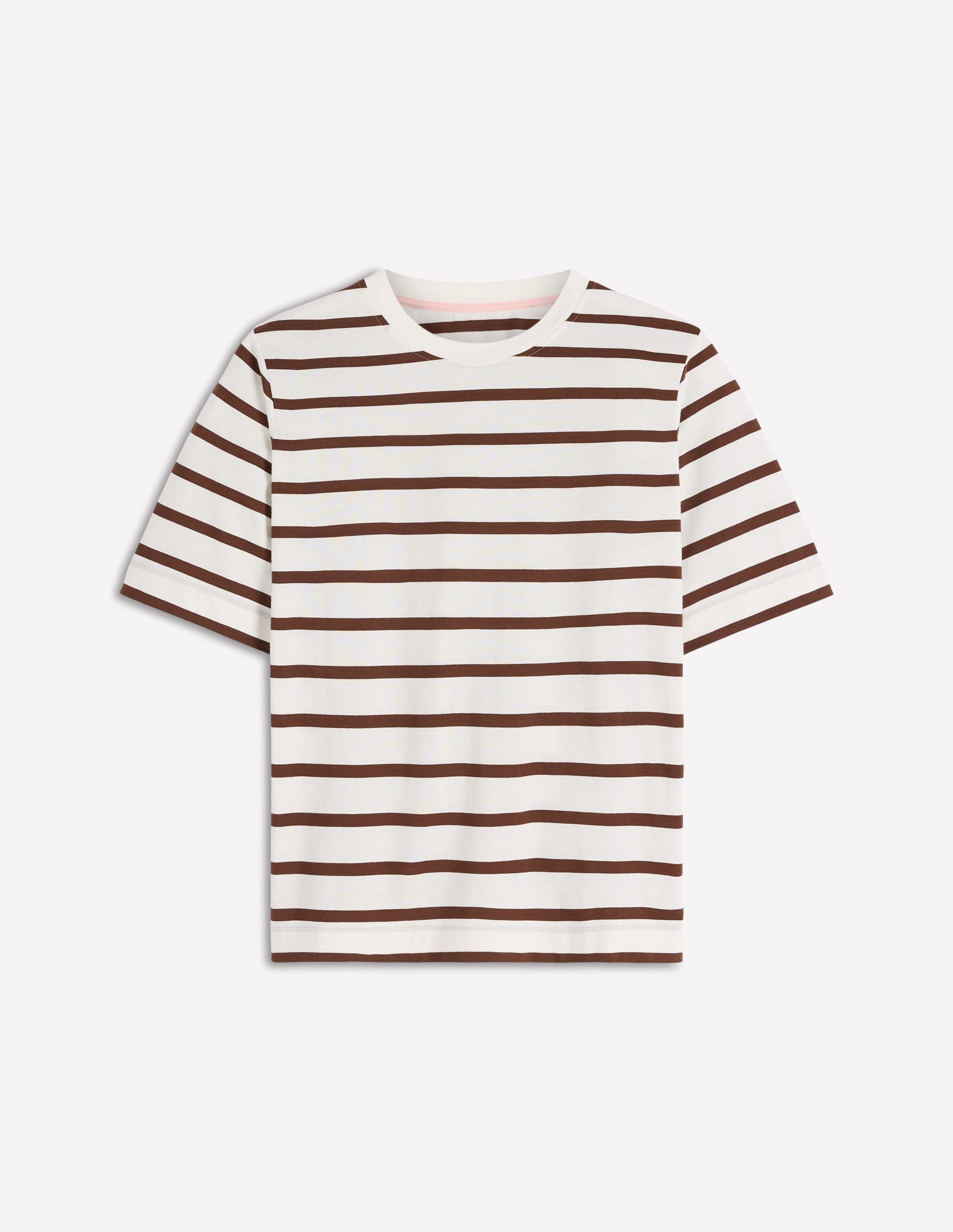 Relaxed Cotton T-shirt-Brown and Ivory Stripe-6
