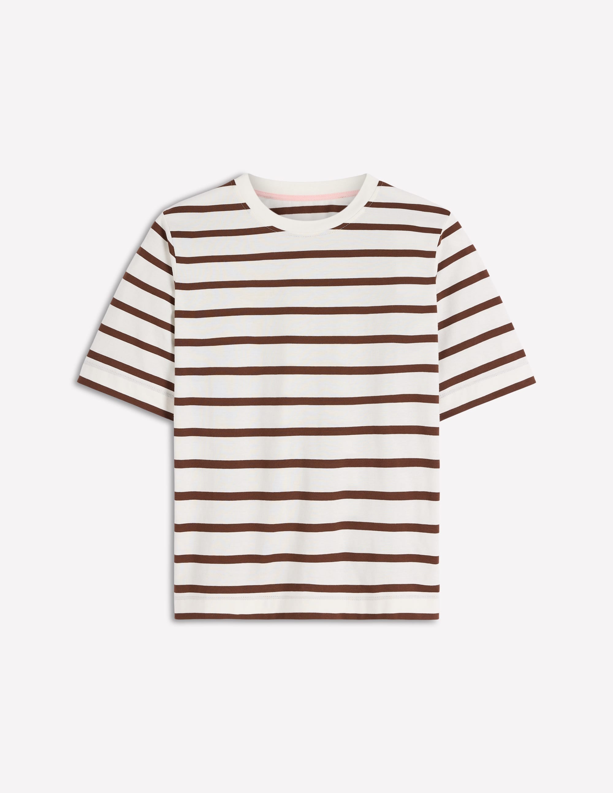 Relaxed Cotton T-shirt-Brown and Ivory Stripe - Image 6