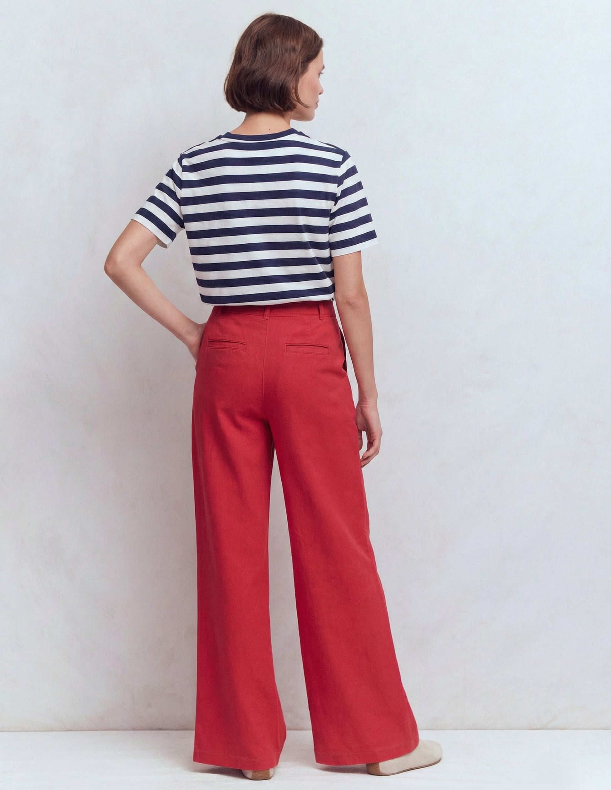 Relaxed Cotton T-shirt-Navy and Ivory Stripe-2