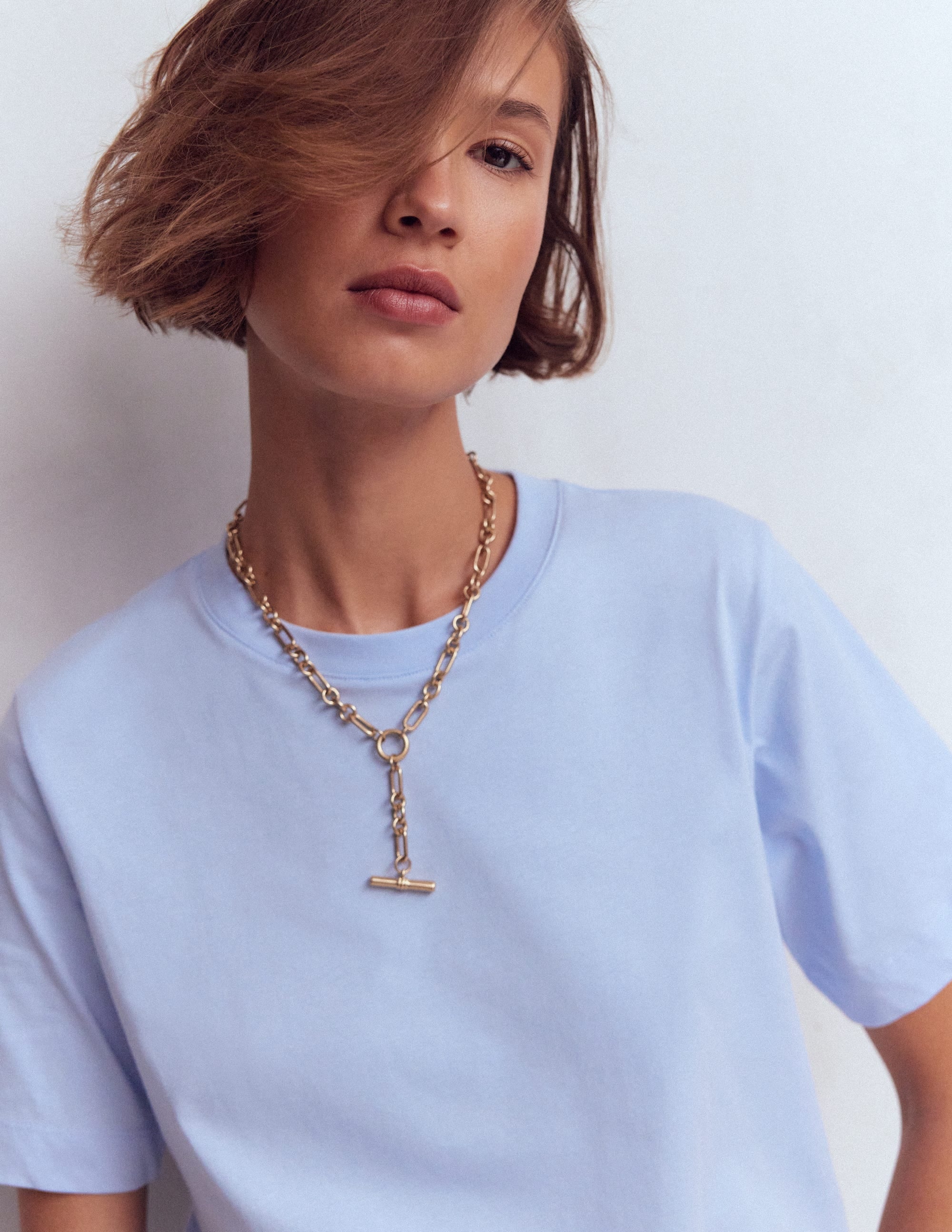 Relaxed Cotton T-shirt-Brunnera Blue - Image 1