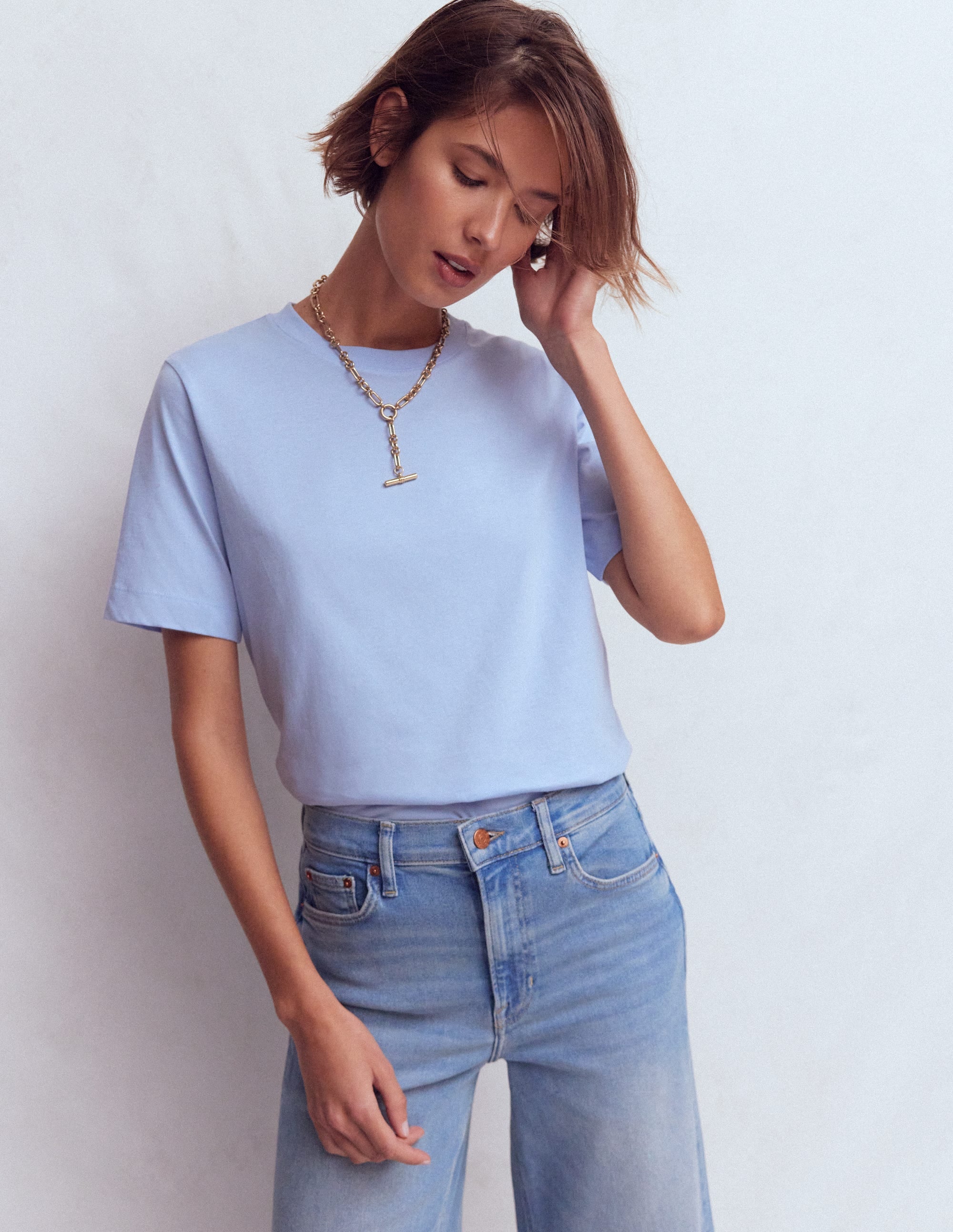 Relaxed Cotton T-shirt-Brunnera Blue - Image 4
