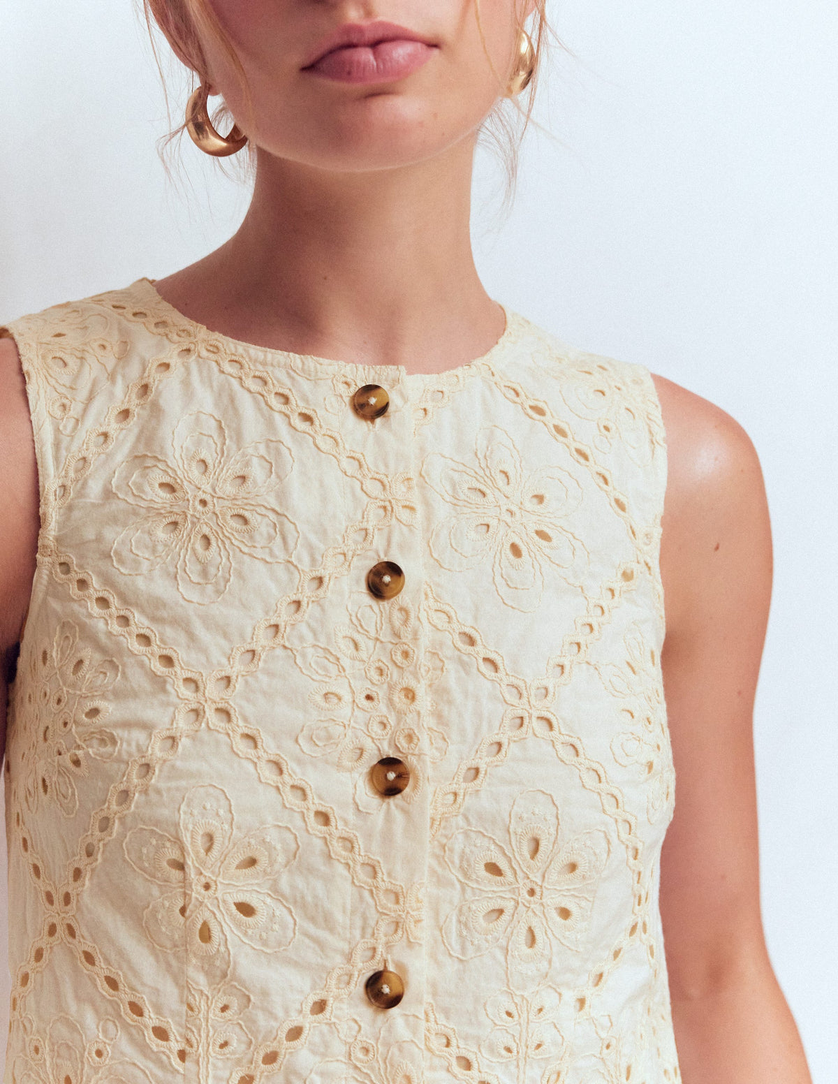 Andrea Cotton Shell Top-Ivory broderie - Image 2