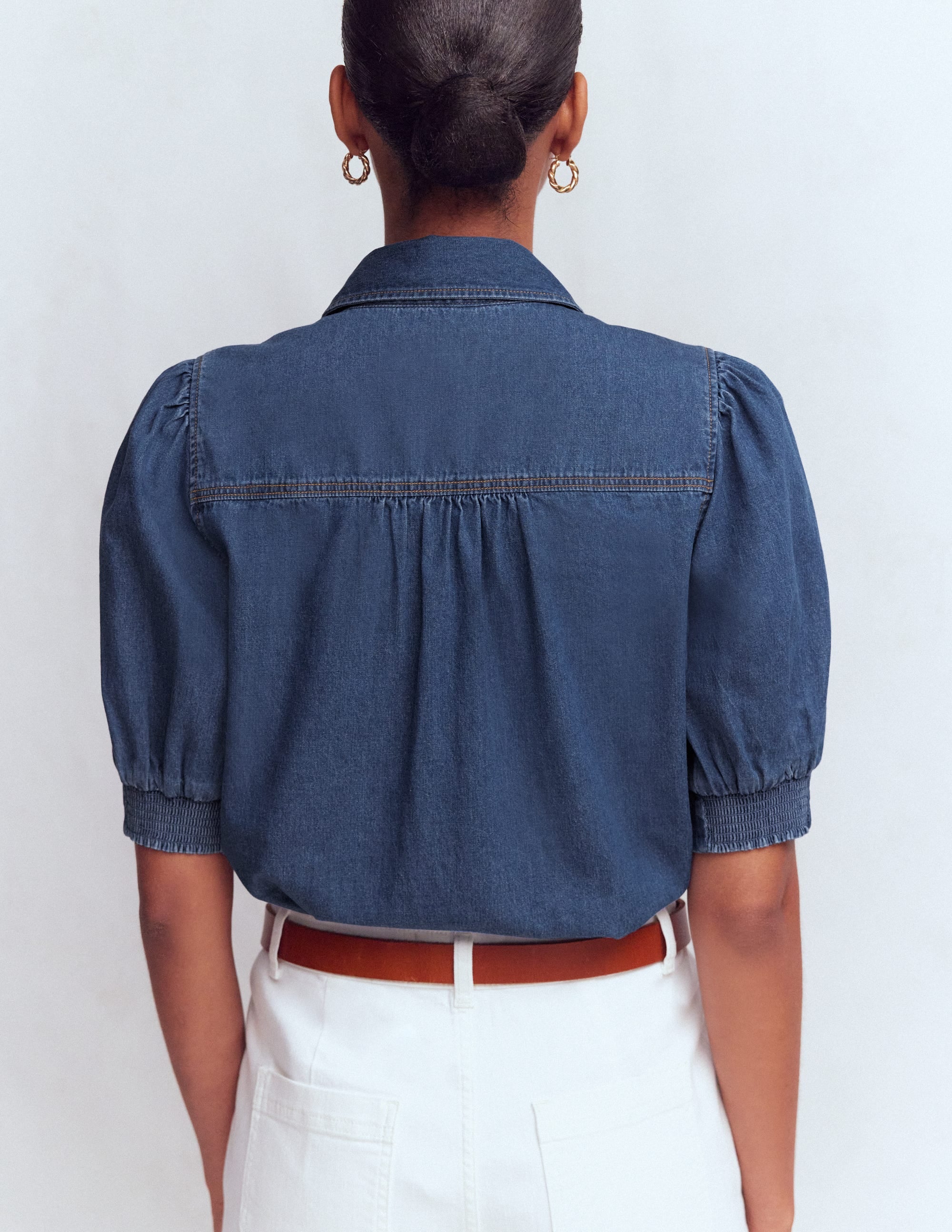 Short Sleeve Denim Top-Light Vintage - Image 3