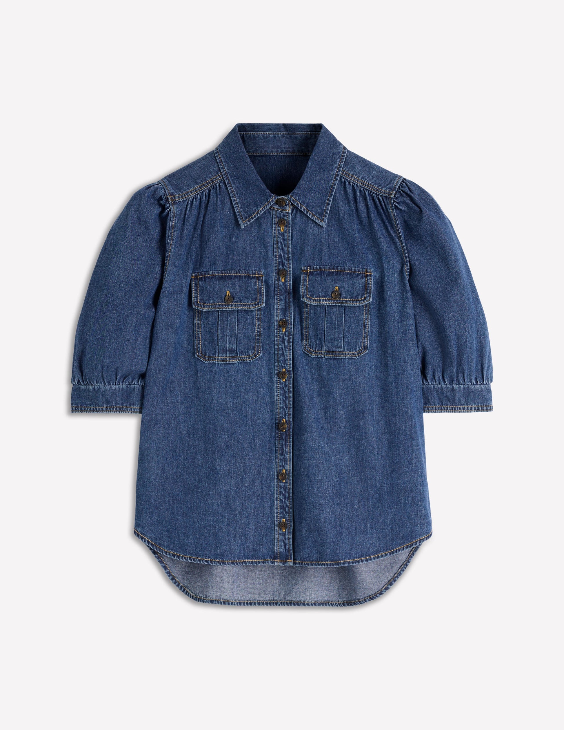 Short Sleeve Denim Top-LIGHT VINTAGE-7